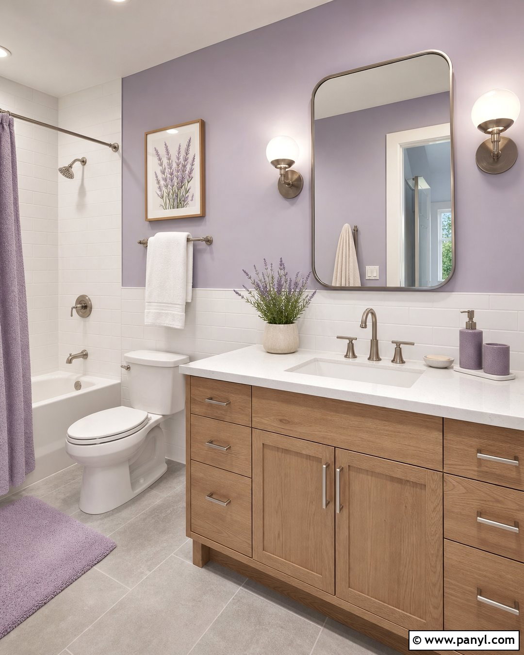 Purple Bathroom Wall - 45 Purple Wall Ideas