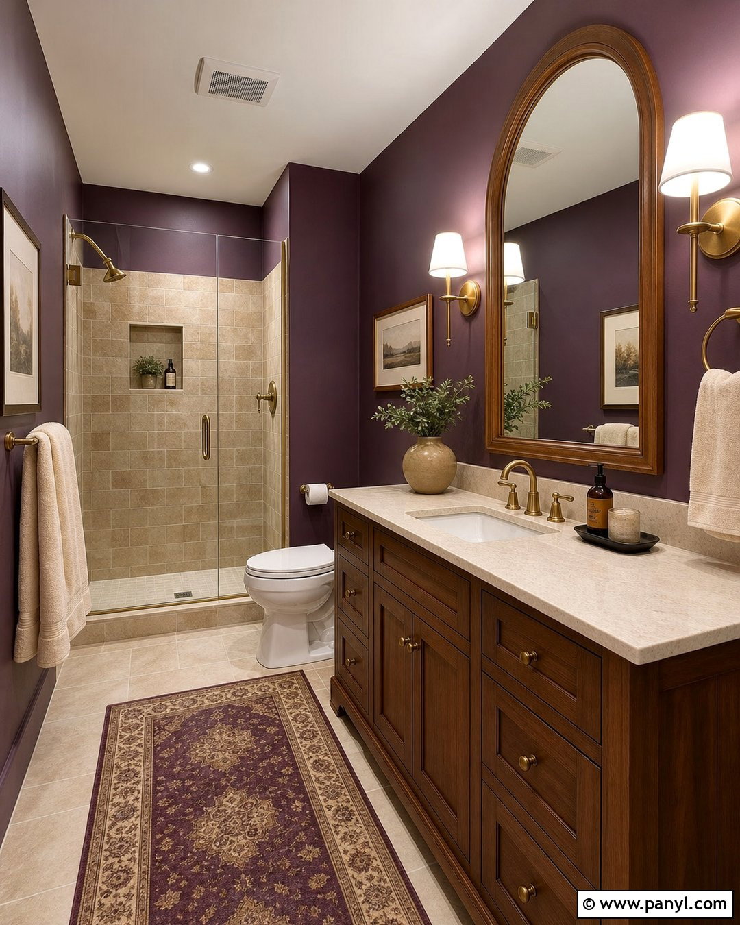 Purple Bathroom Walls With Beige Tile - 25 Purple Bathroom Walls