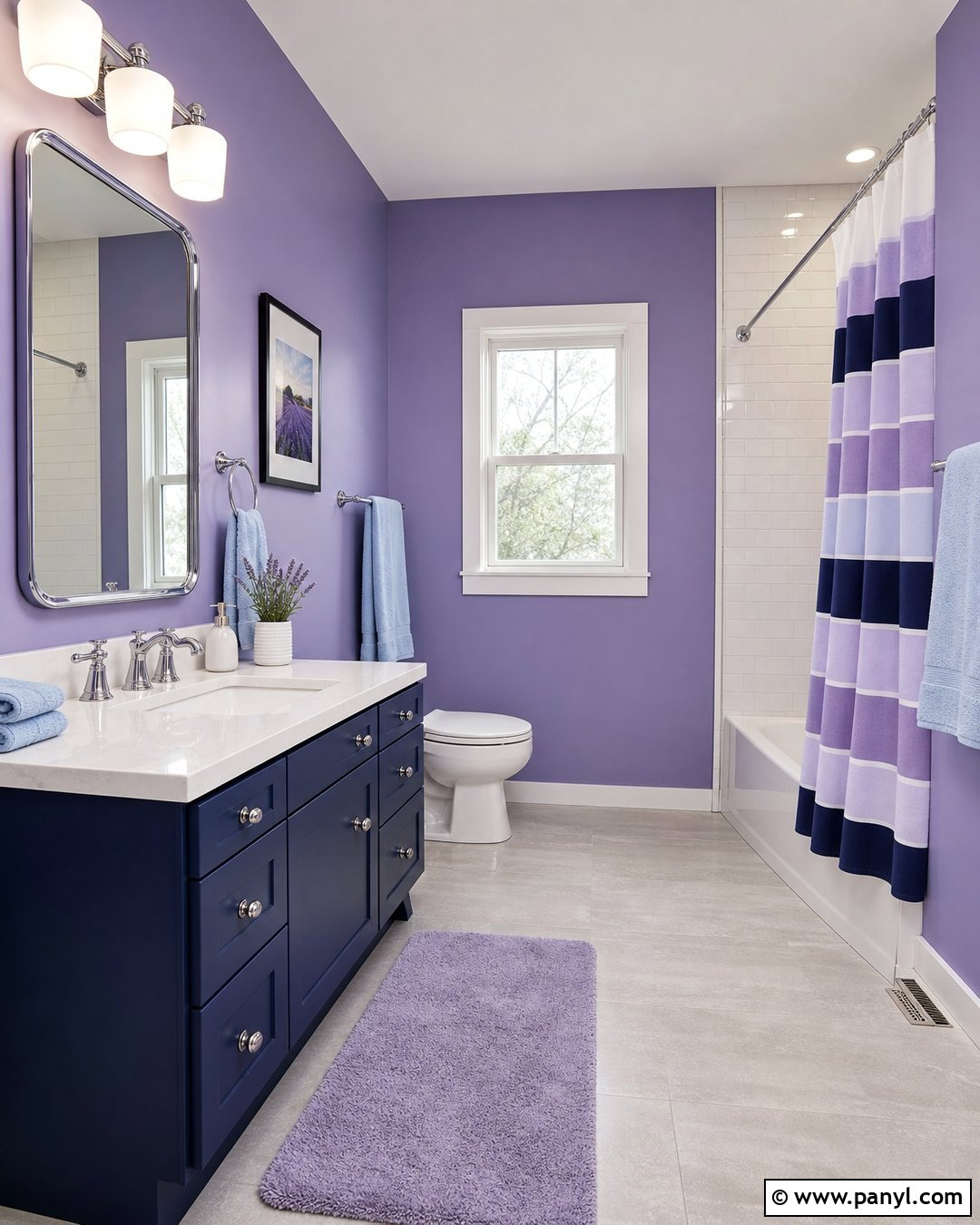 Purple Bathroom Walls With Blue Accents - 25 Purple Bathroom Walls