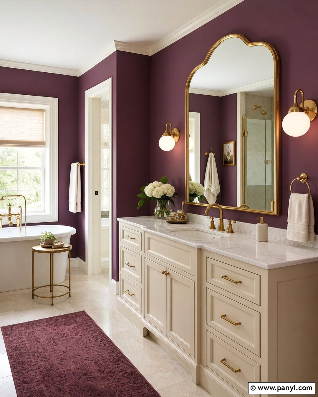 Purple Bathroom Walls With Gold Accents - 25 Purple Bathroom Walls