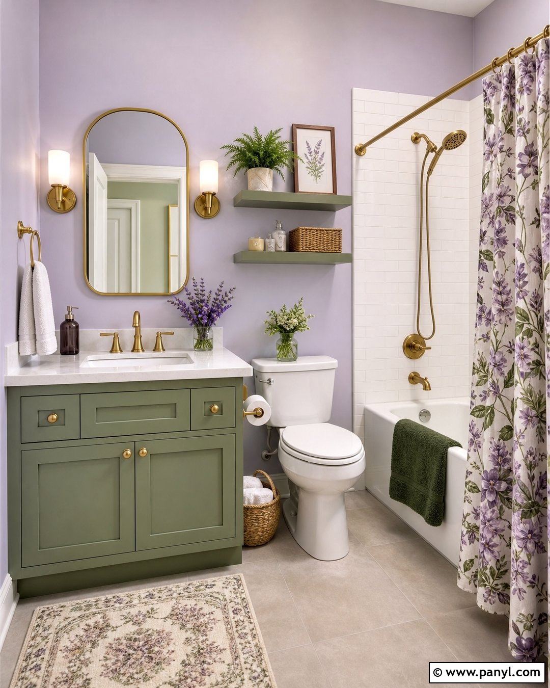 Purple Bathroom Walls With Green Accents - 25 Purple Bathroom Walls
