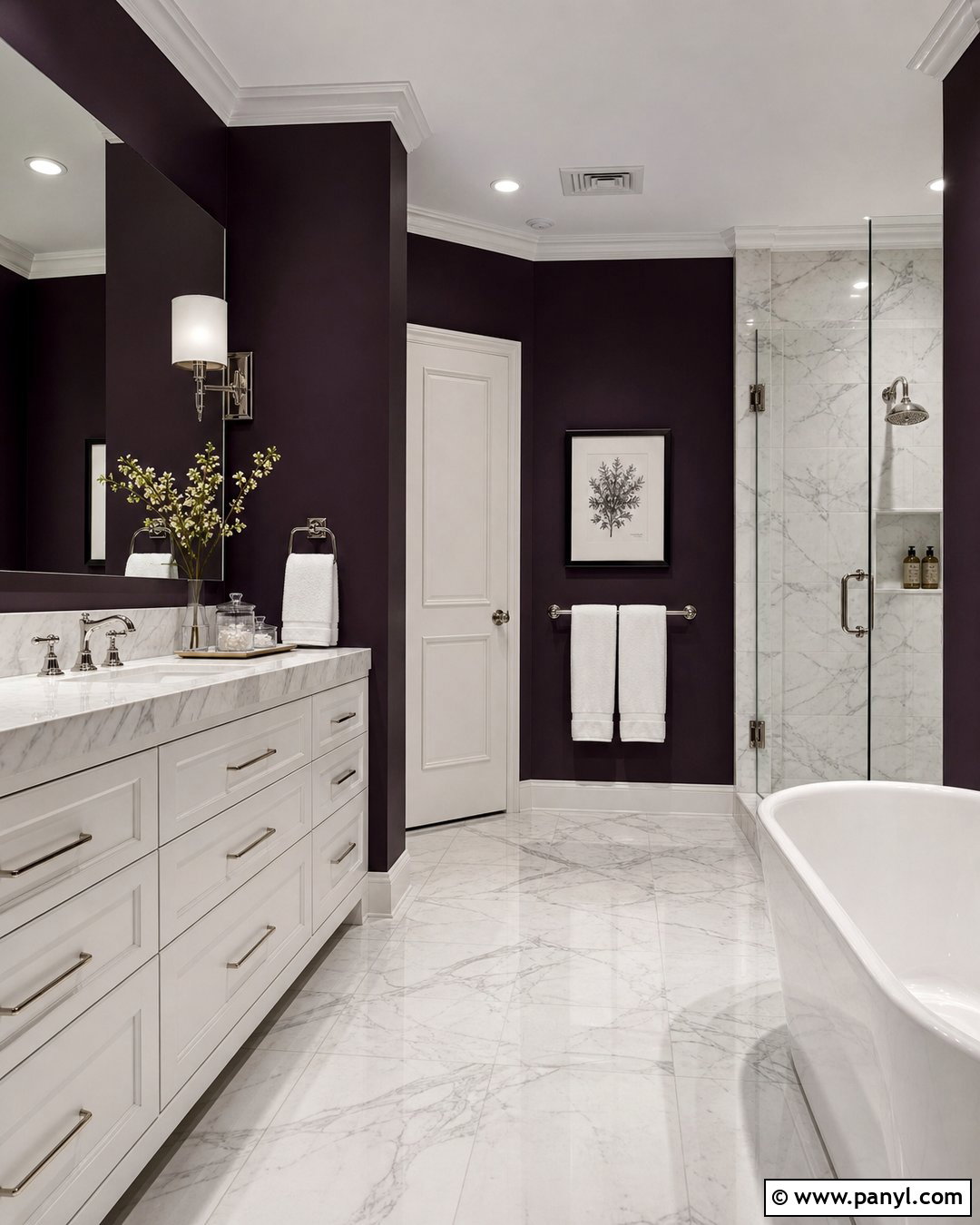 Purple Bathroom Walls With Marble - 25 Purple Bathroom Walls
