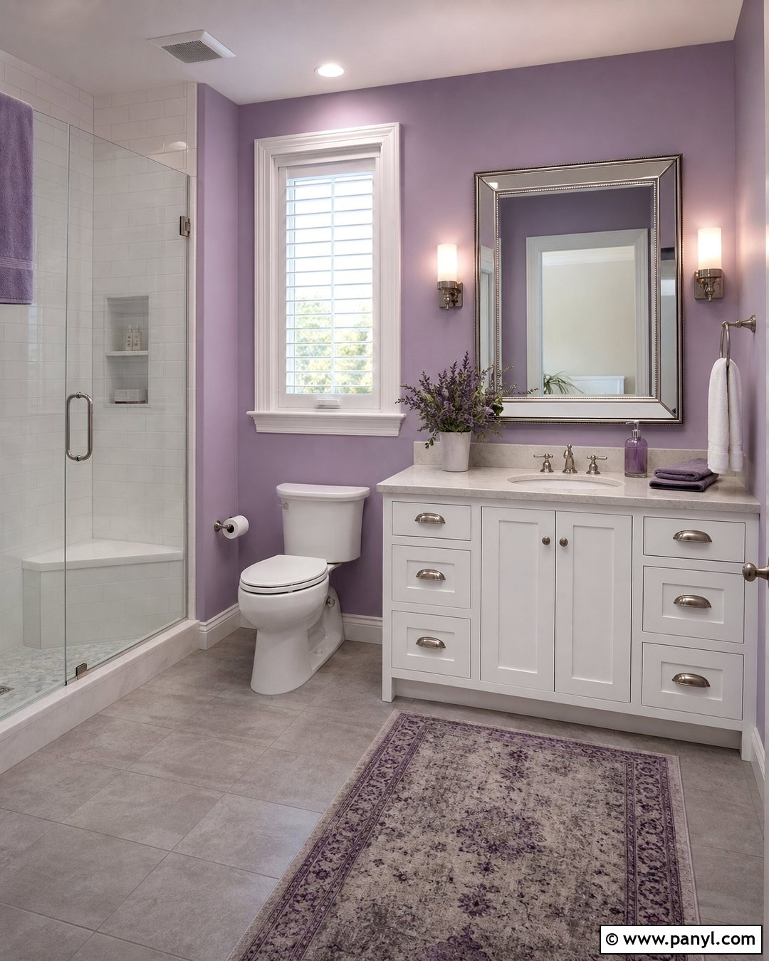Purple Bathroom Walls With White Vanity - 25 Purple Bathroom Walls