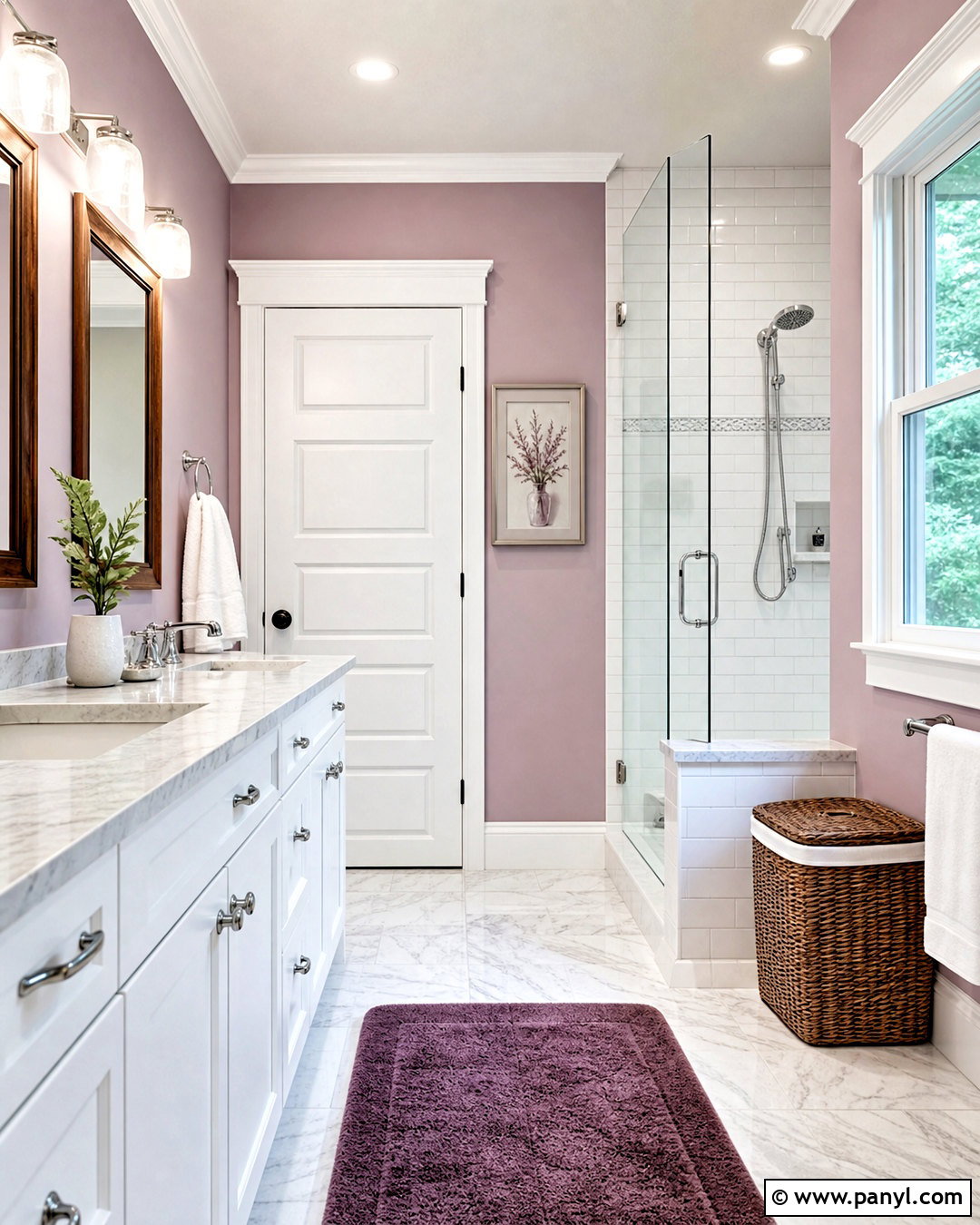 Purple Bathroom With White Tile And Trim - 20 purple wall with white trim ideas
