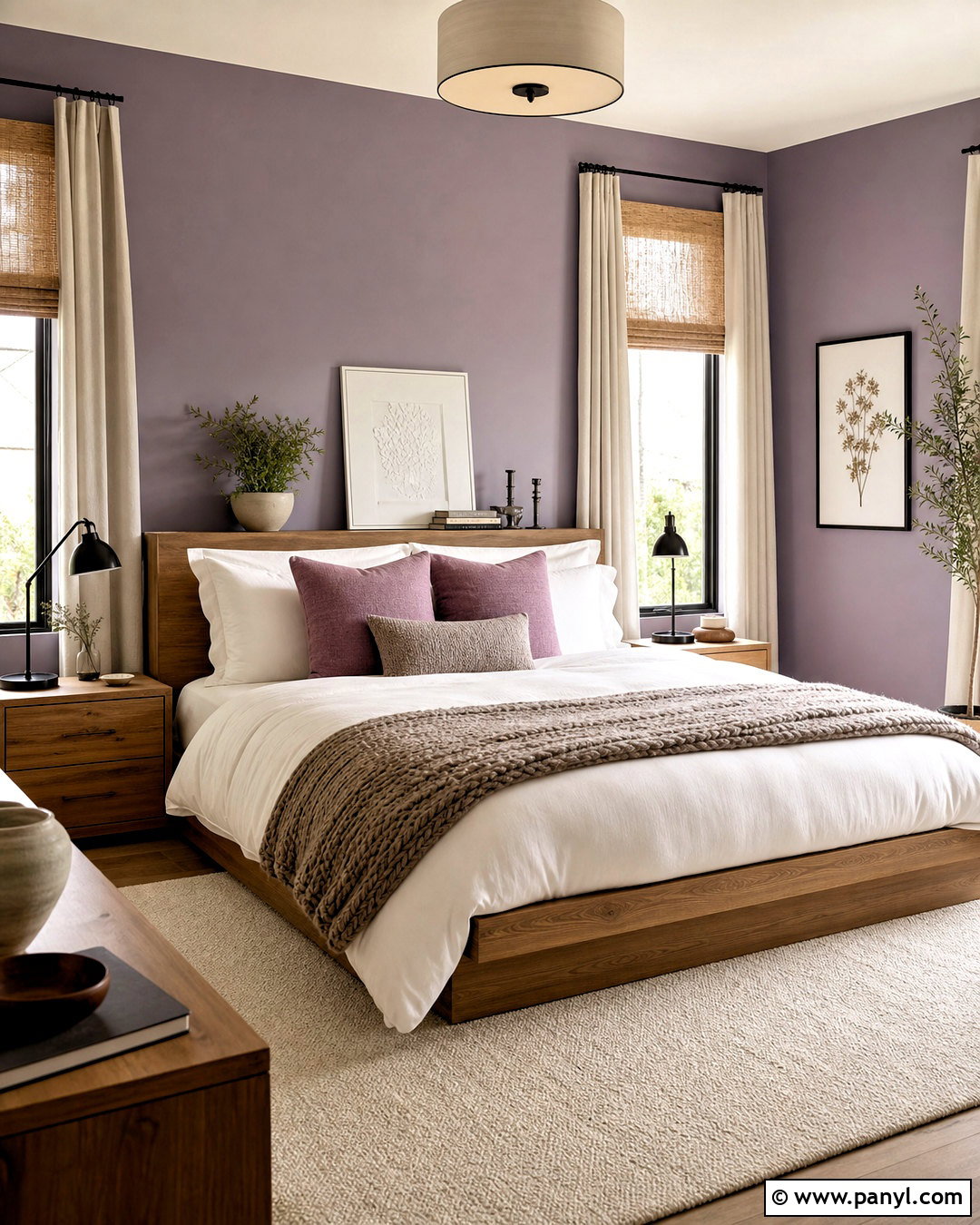 Purple Bedroom Walls With Natural Wood - 20 purple bedroom walls paint ideas