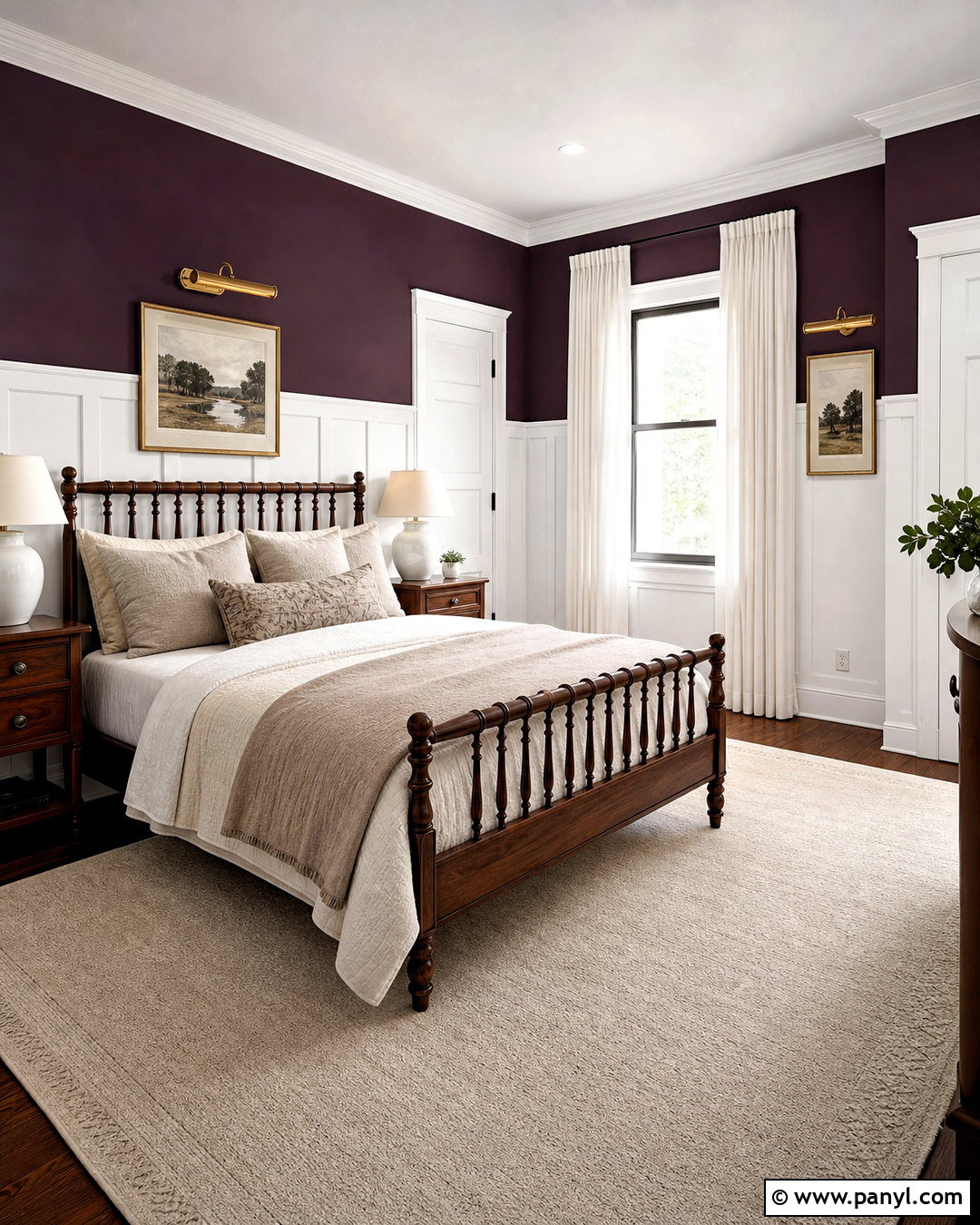 Purple Bedroom With White Board And Batten - 20 purple wall with white trim ideas