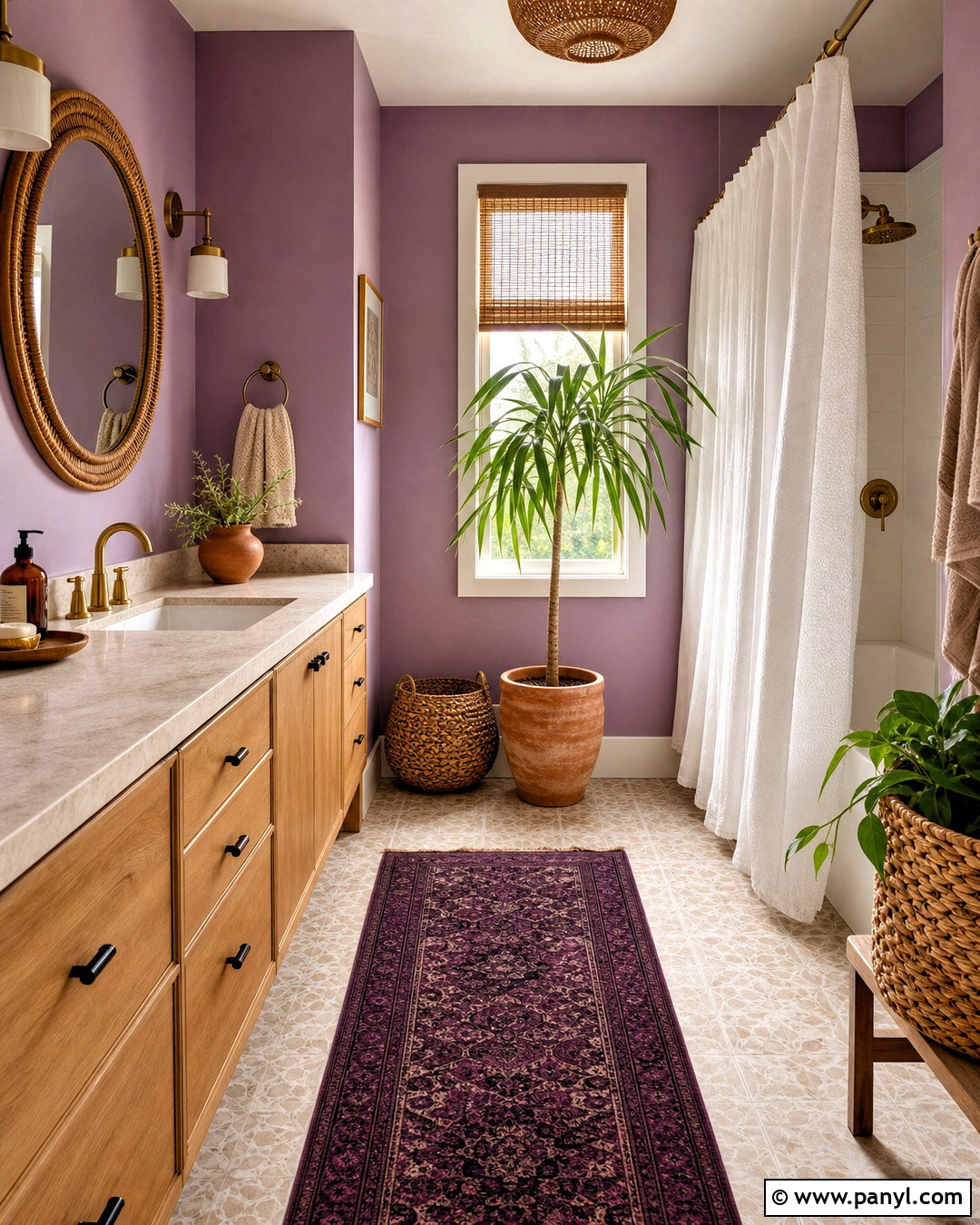 Purple Boho Bathroom - 20 purple bathroom aesthetic ideas