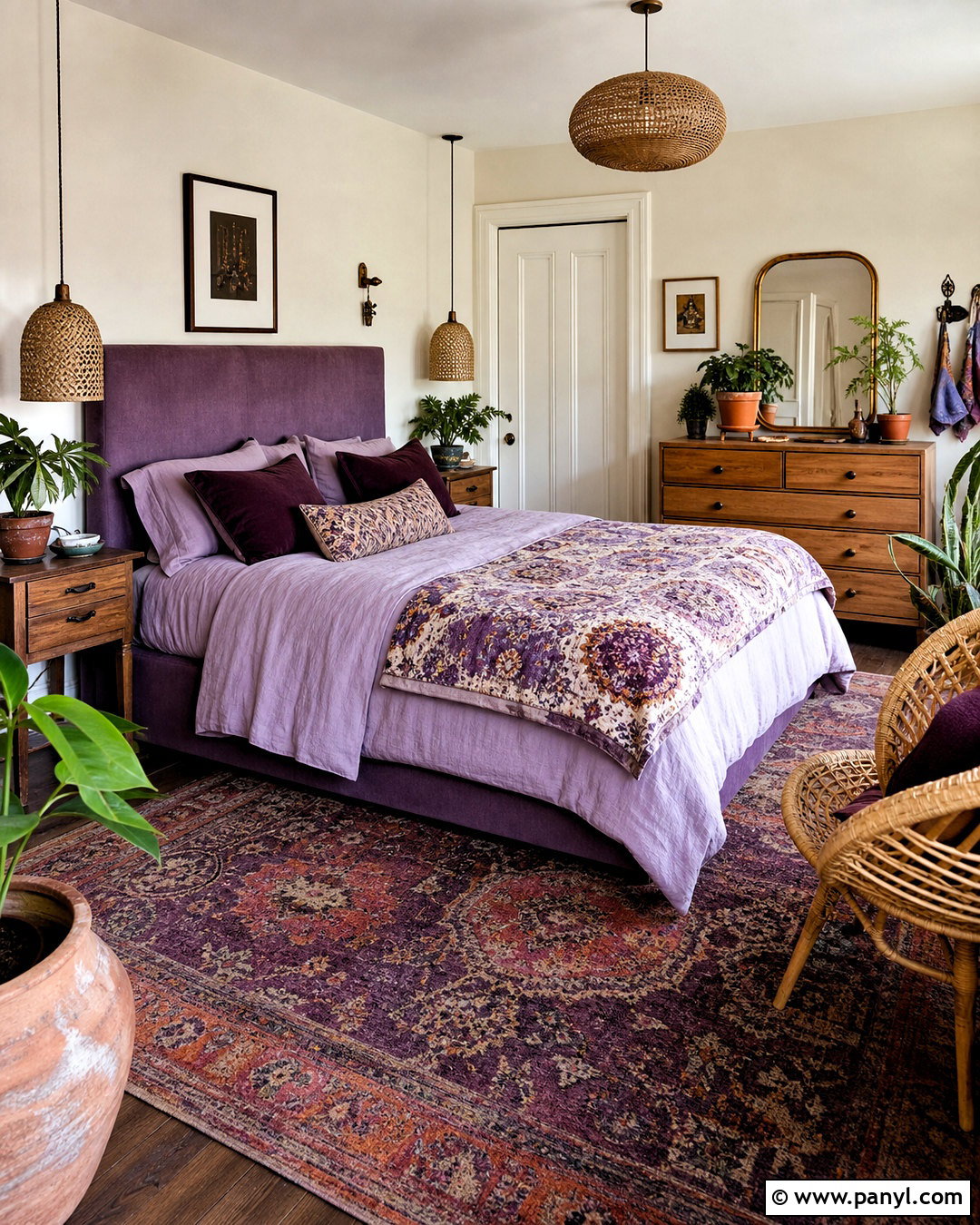 Purple Boho Bedroom - 20 purple bedroom aesthetic ideas