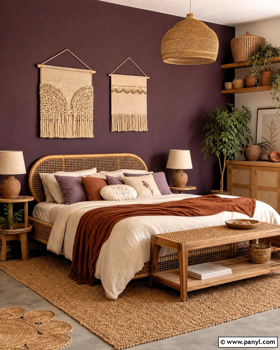 Purple Boho Feature Wall - 20 purple feature wall ideas
