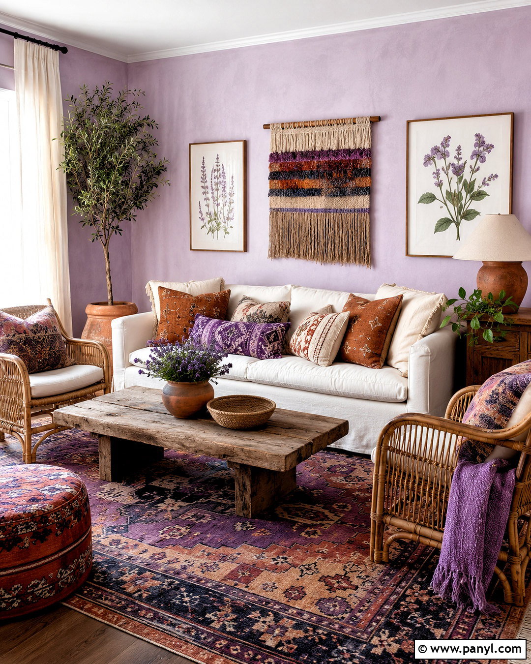 Purple Boho Living Room - 20 purple interior design living room ideas