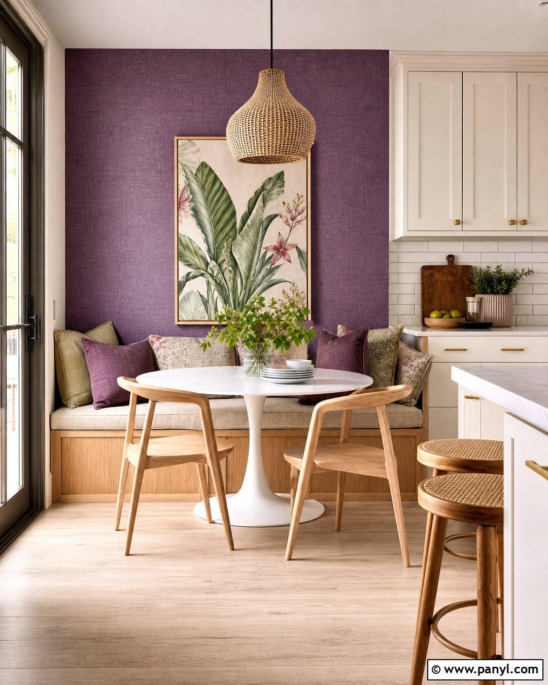 Purple Breakfast Nook Feature Wall - 20 purple feature wall ideas