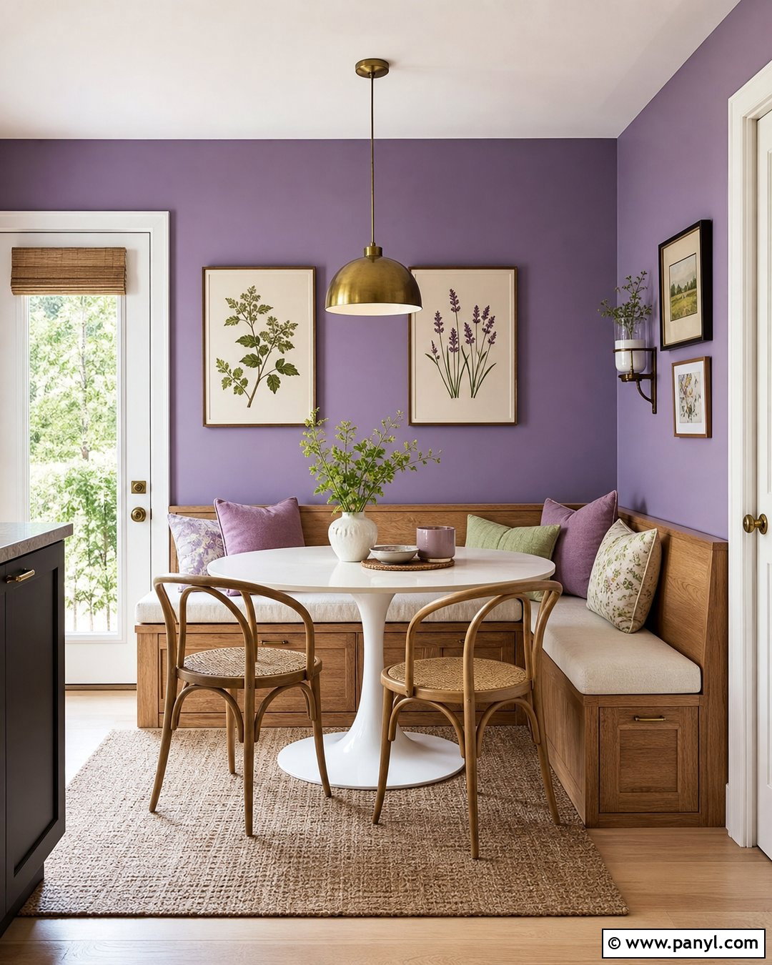 Purple Breakfast Nook Wall - 45 Purple Wall Ideas