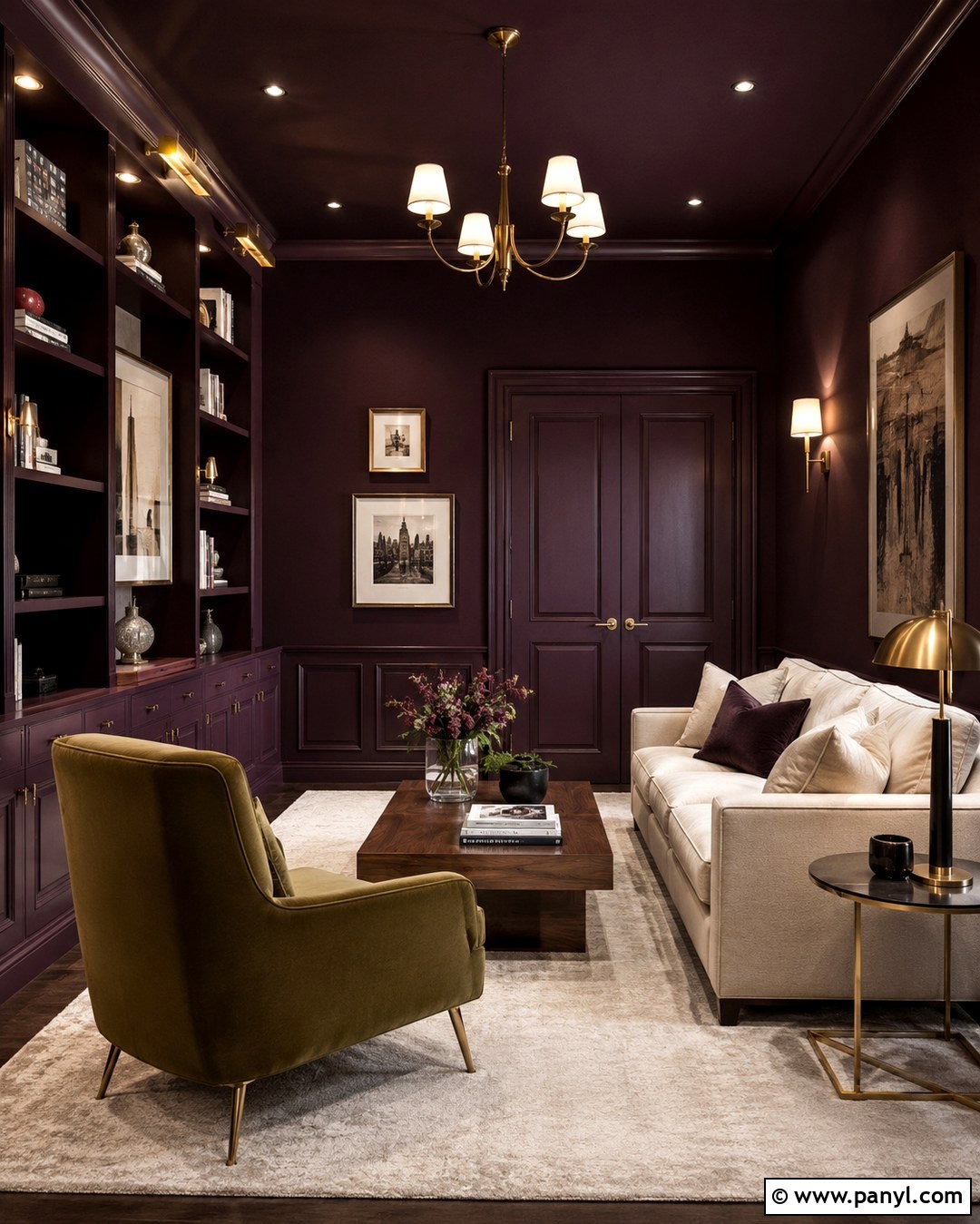 Purple Brown Color Drenched Room - 20 Purple Brown Wall Color Ideas
