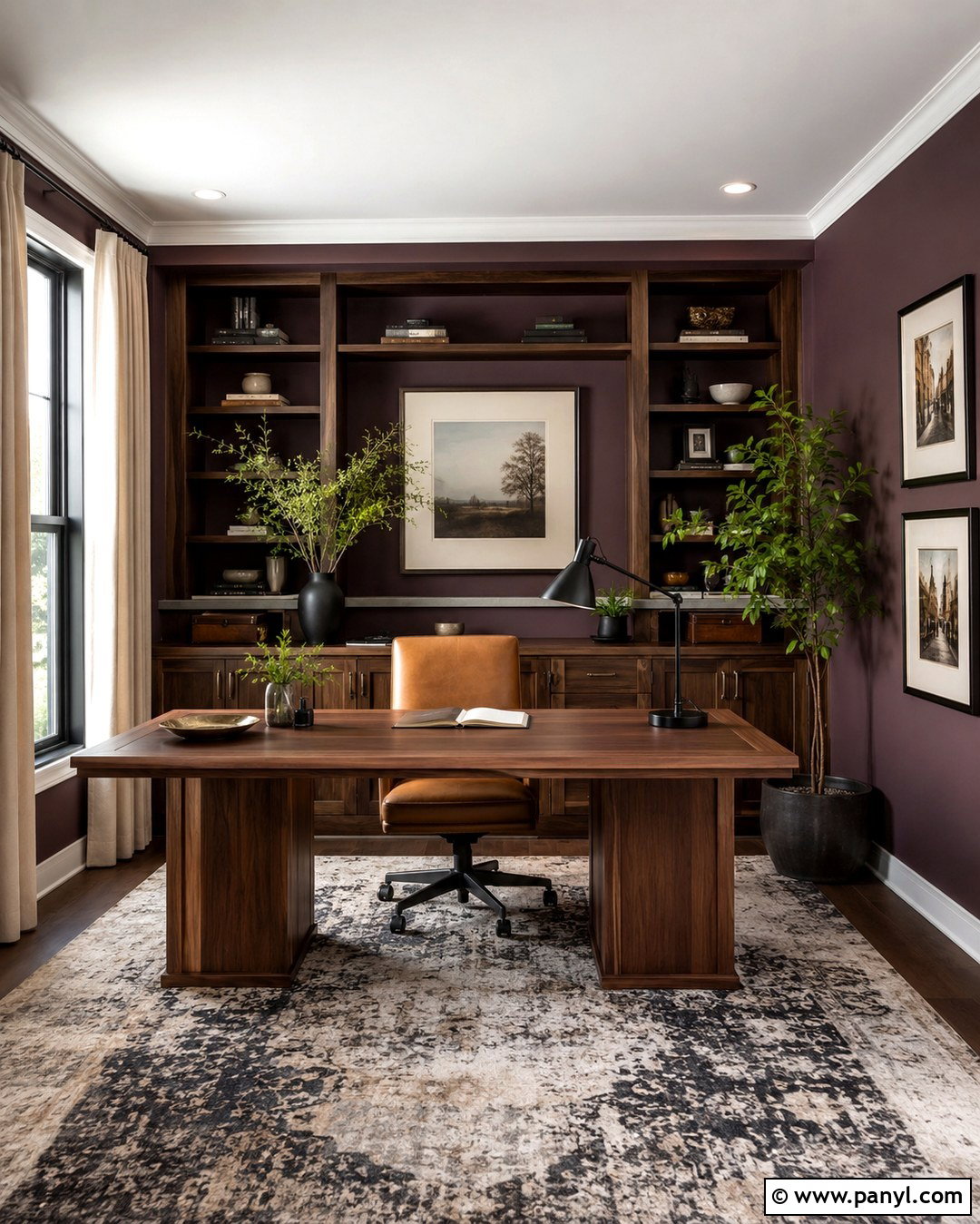 Purple Brown Home Office - 20 Purple Brown Wall Color Ideas