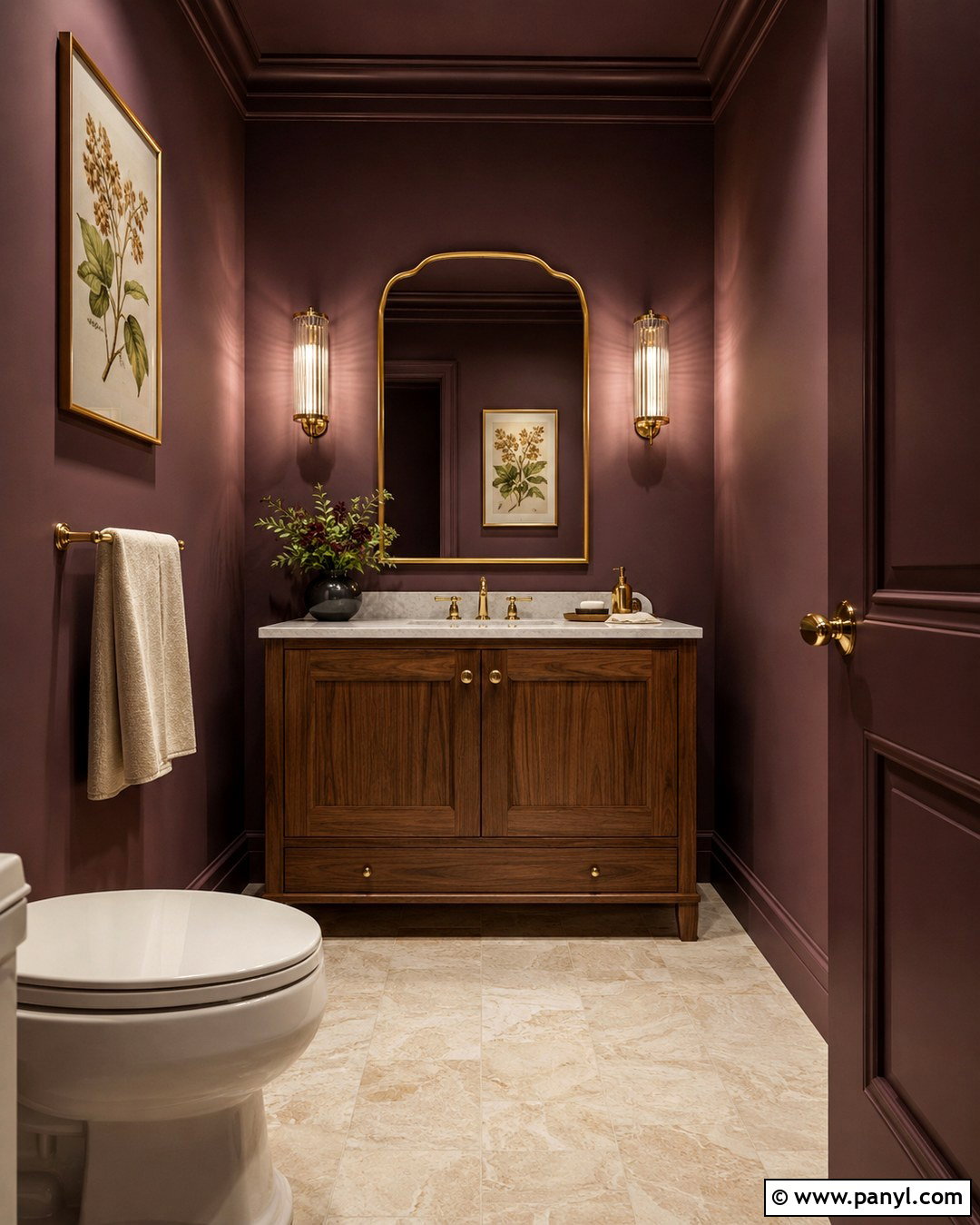 Purple Brown Powder Room - 20 Purple Brown Wall Color Ideas