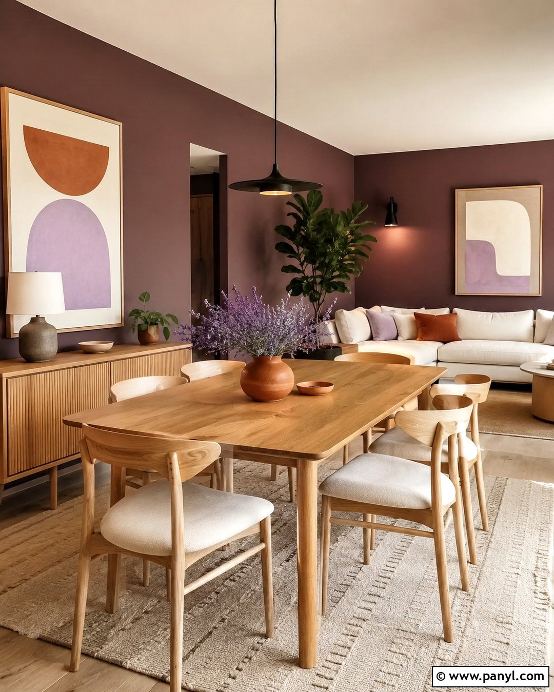 Purple Brown With Light Oak - 20 Purple Brown Wall Color Ideas