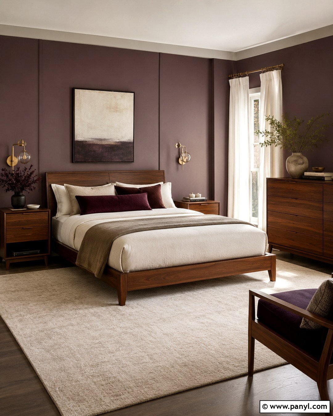 Purple Brown With Walnut Furniture - 20 Purple Brown Wall Color Ideas