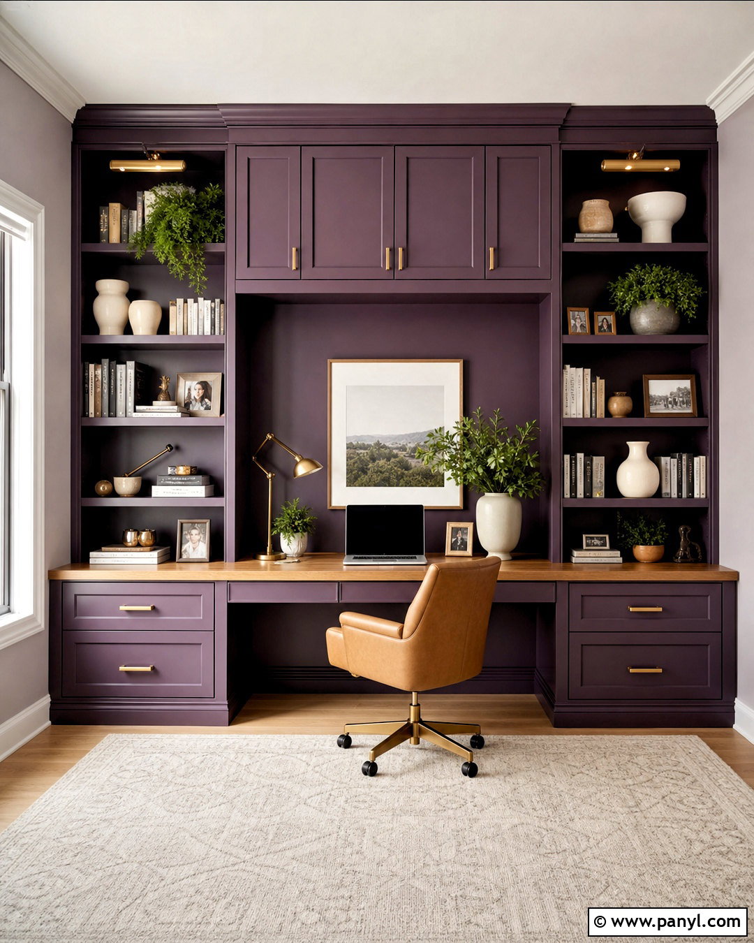 Purple Built In Office - 20 purple office paint ideas