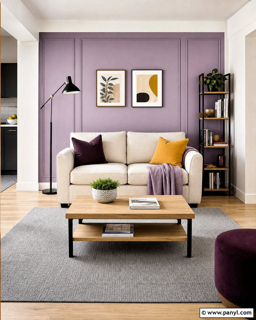 Purple Color Block Accent Wall - 20 purple accent wall ideas