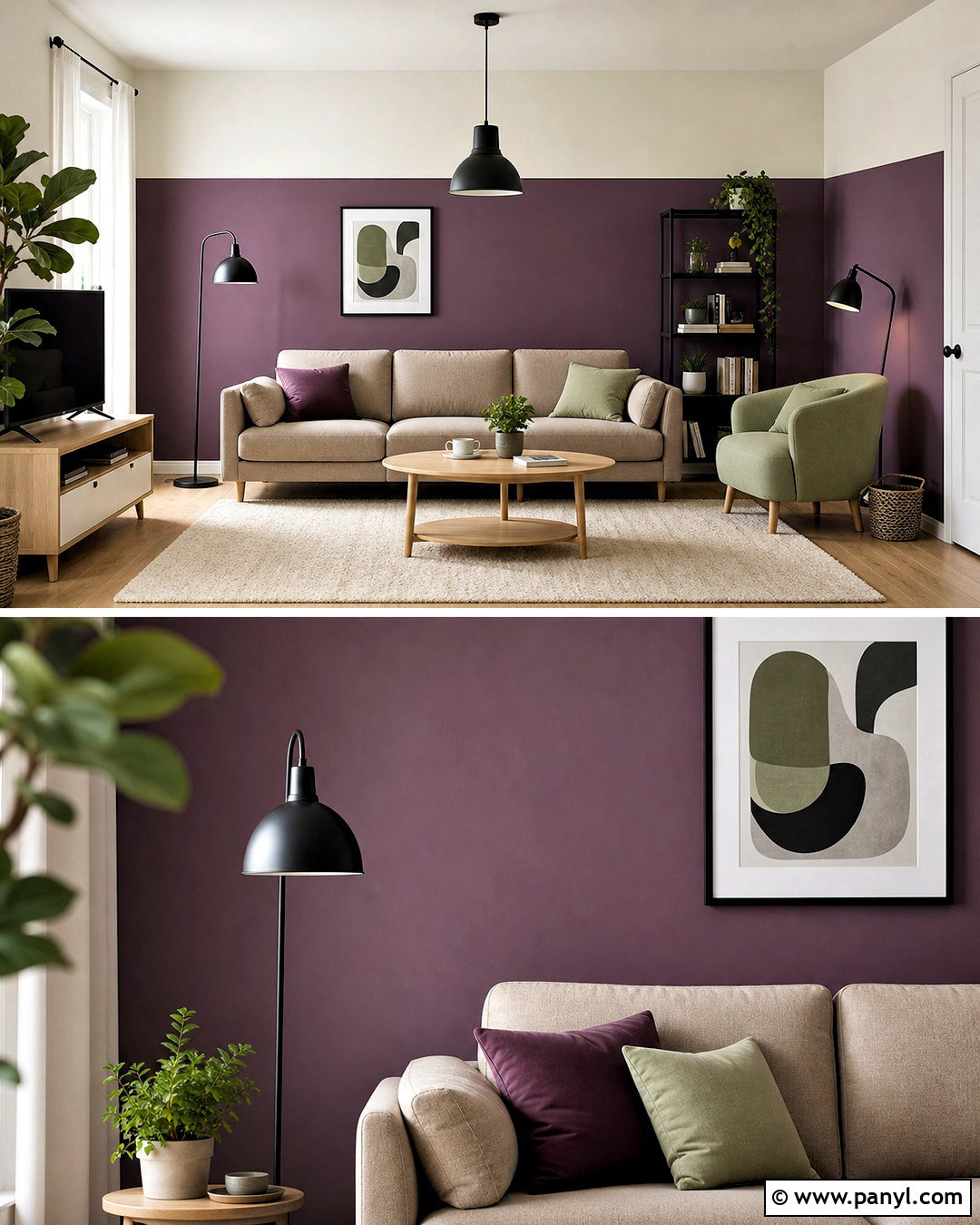 Purple Color Block Feature Wall - 20 purple feature wall ideas