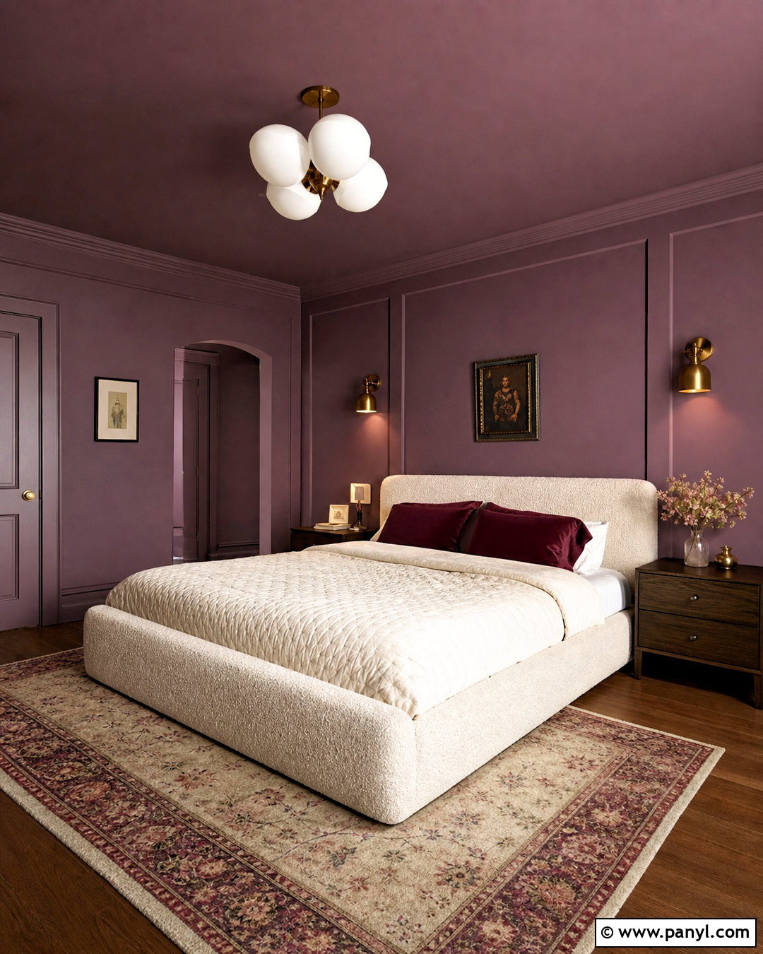 Purple Color Drench Bedroom - 20 purple bedroom walls paint ideas