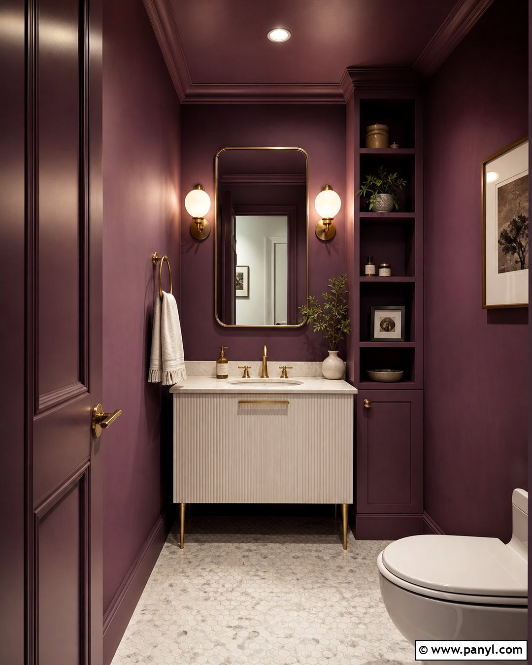 Purple Color Drenched Bathroom Walls - 25 Purple Bathroom Walls