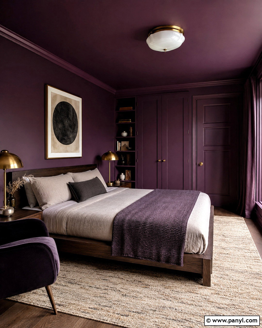 Purple Color-Drenched Bedroom - 20 moody purple bedroom ideas