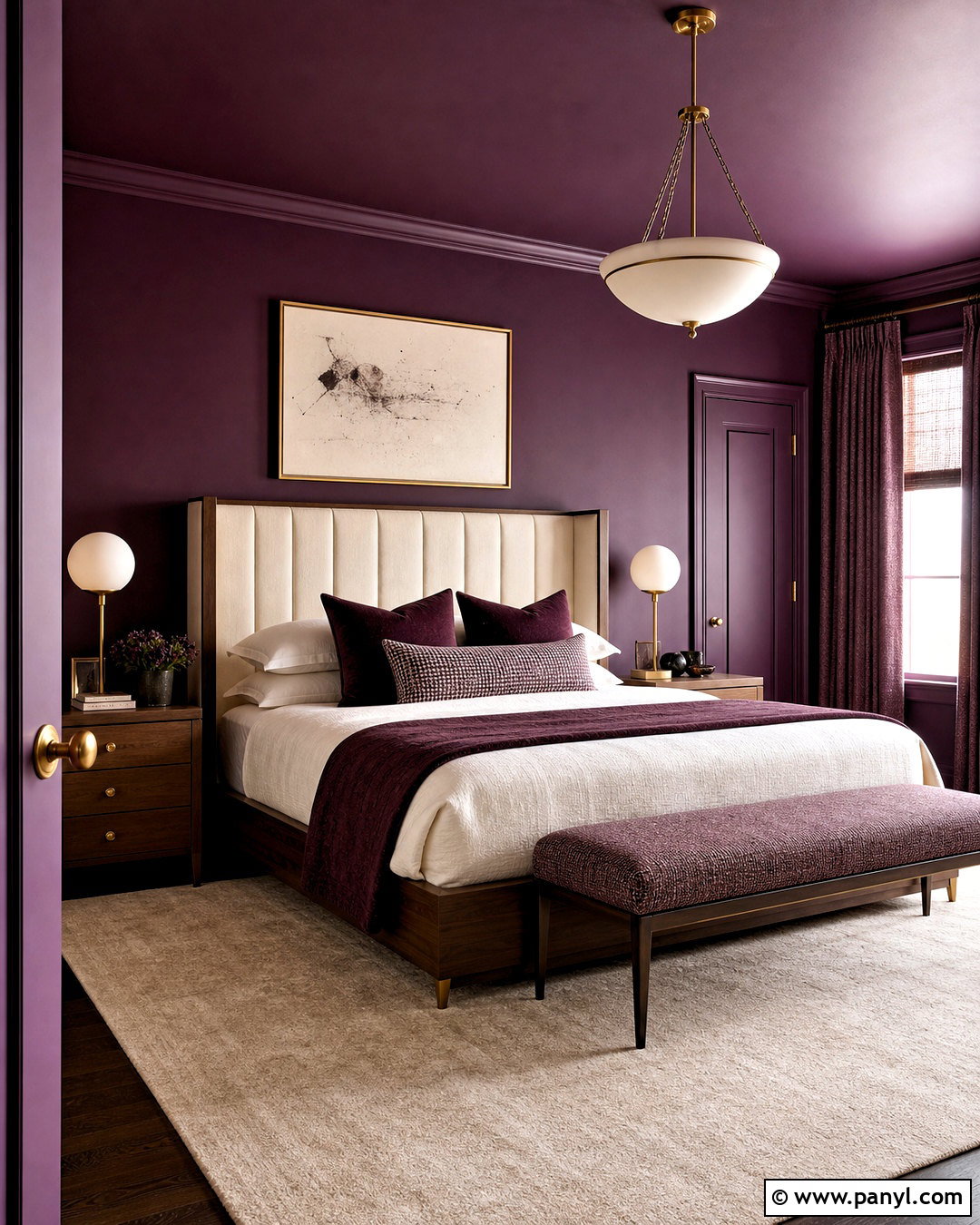 Purple Color Drenched Bedroom - 20 purple room design ideas