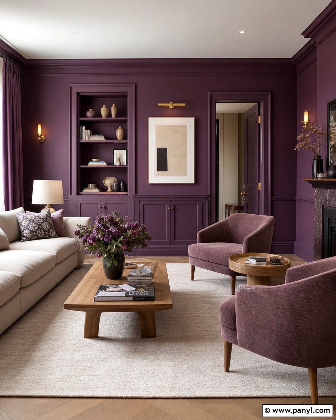 Purple Color-Drenched Room - 45 Purple Wall Ideas