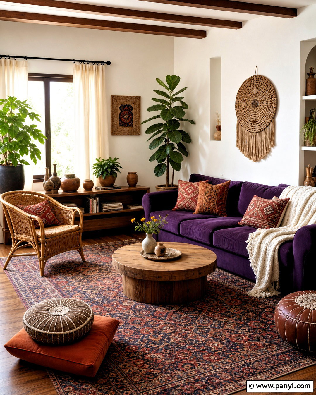 Purple Couch Boho Living Room - 20 purple couch living room decor ideas
