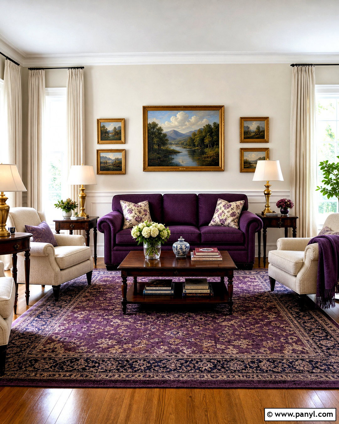 Purple Couch Traditional Living Room - 20 purple couch living room decor ideas