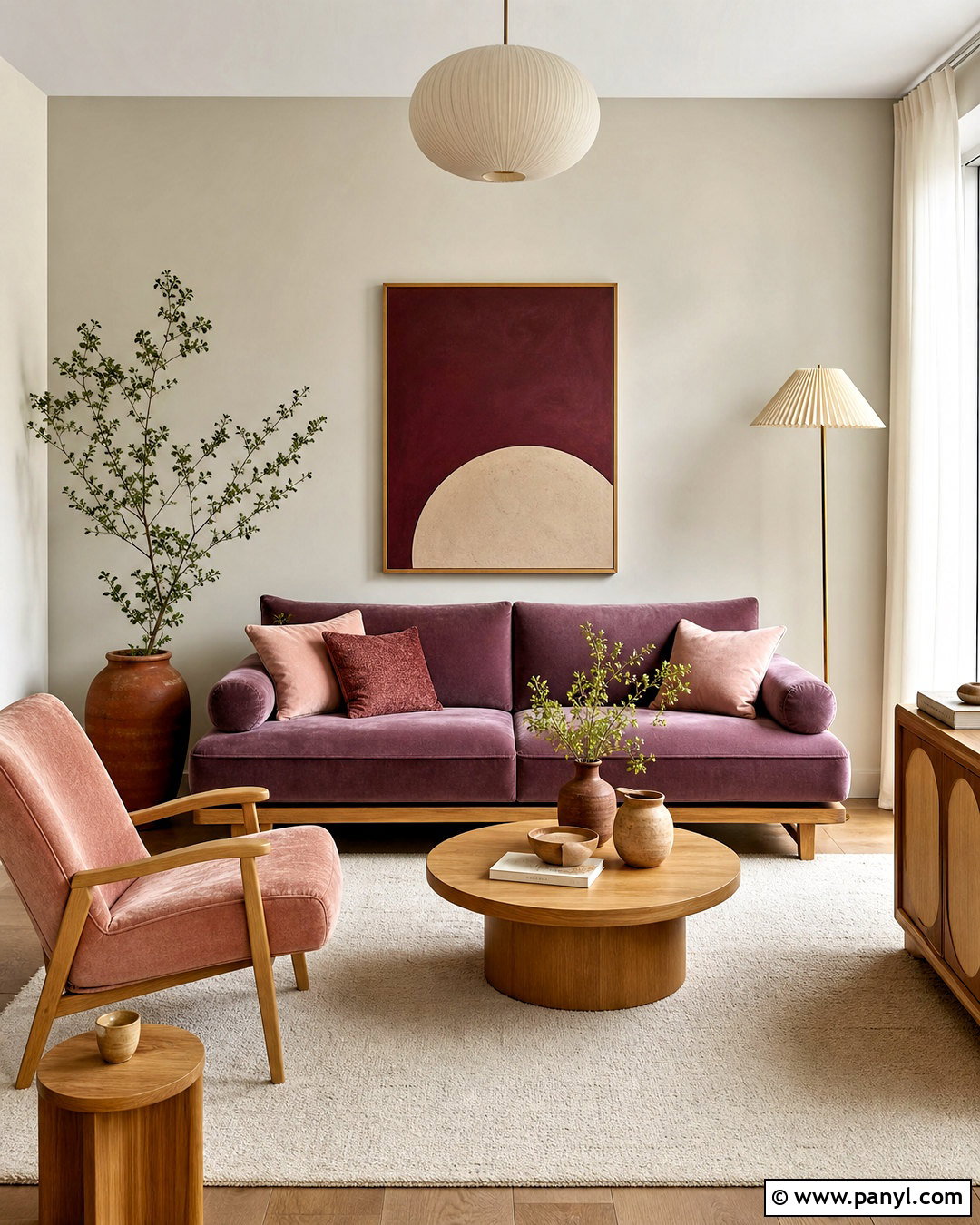 Purple Couch With Blush Pink Decor - 20 purple couch living room decor ideas