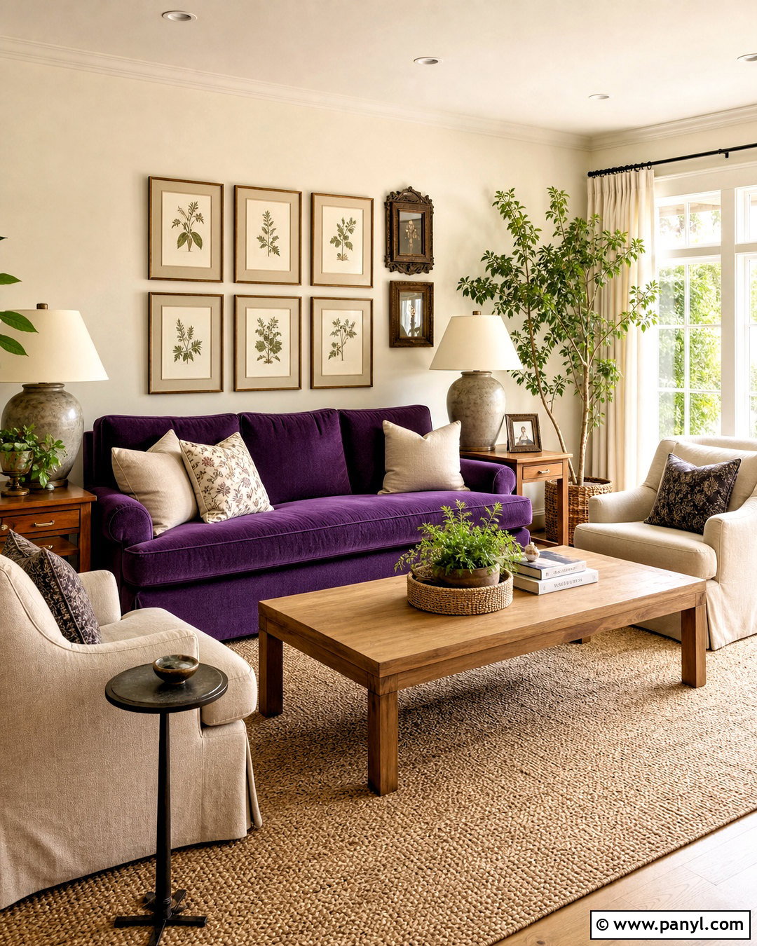 Purple Couch With Cream Walls - 20 purple couch living room decor ideas