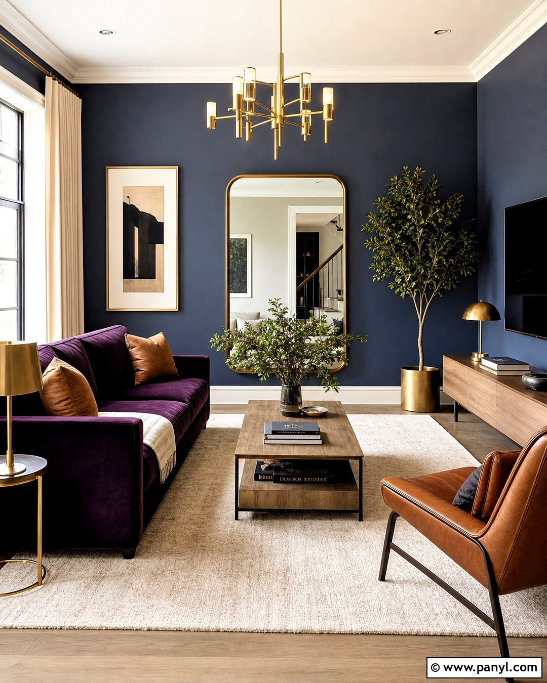 Purple Couch With Dark Blue Walls - 20 purple couch living room decor ideas