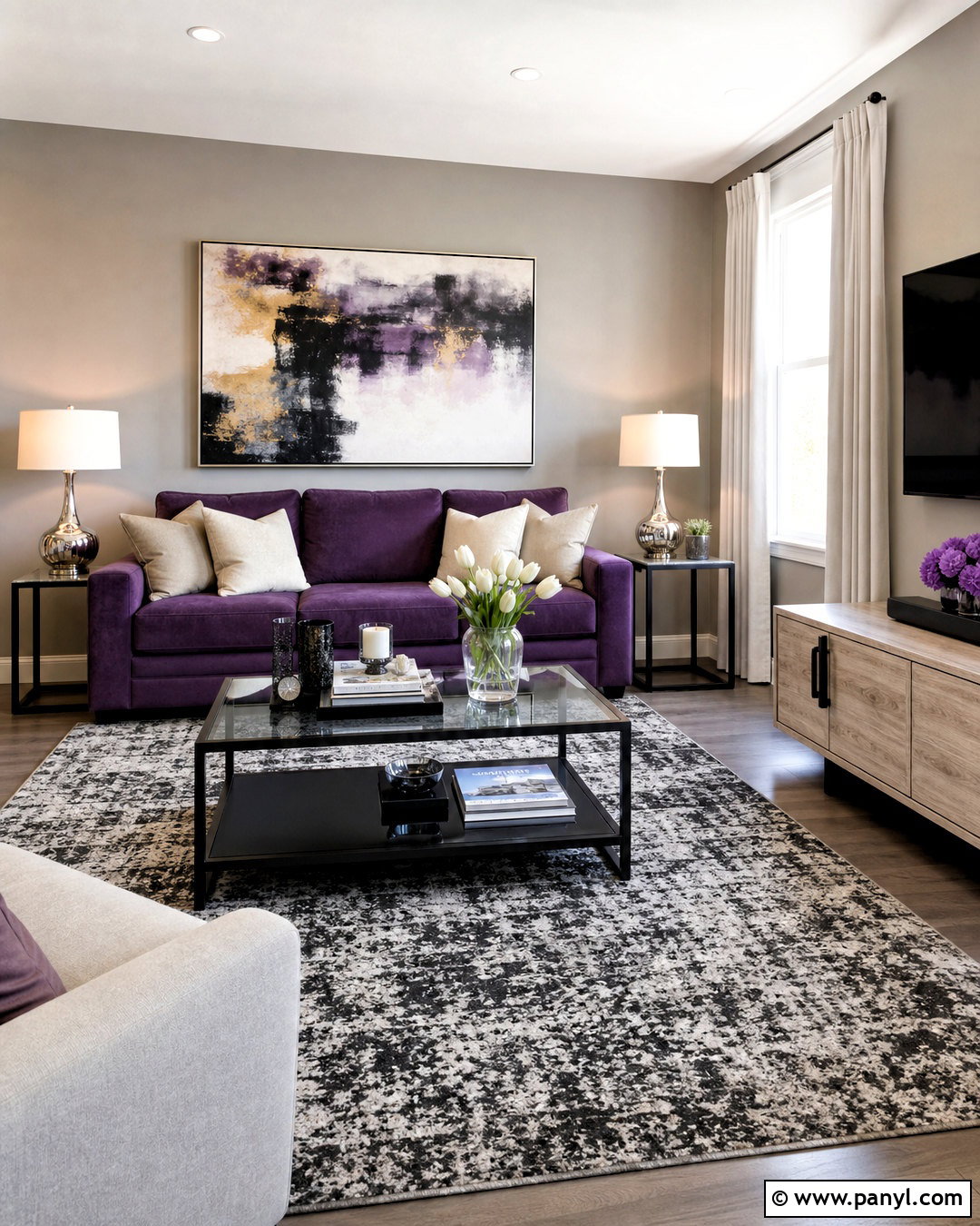 Purple Couch With Gray Walls - 20 purple couch living room decor ideas