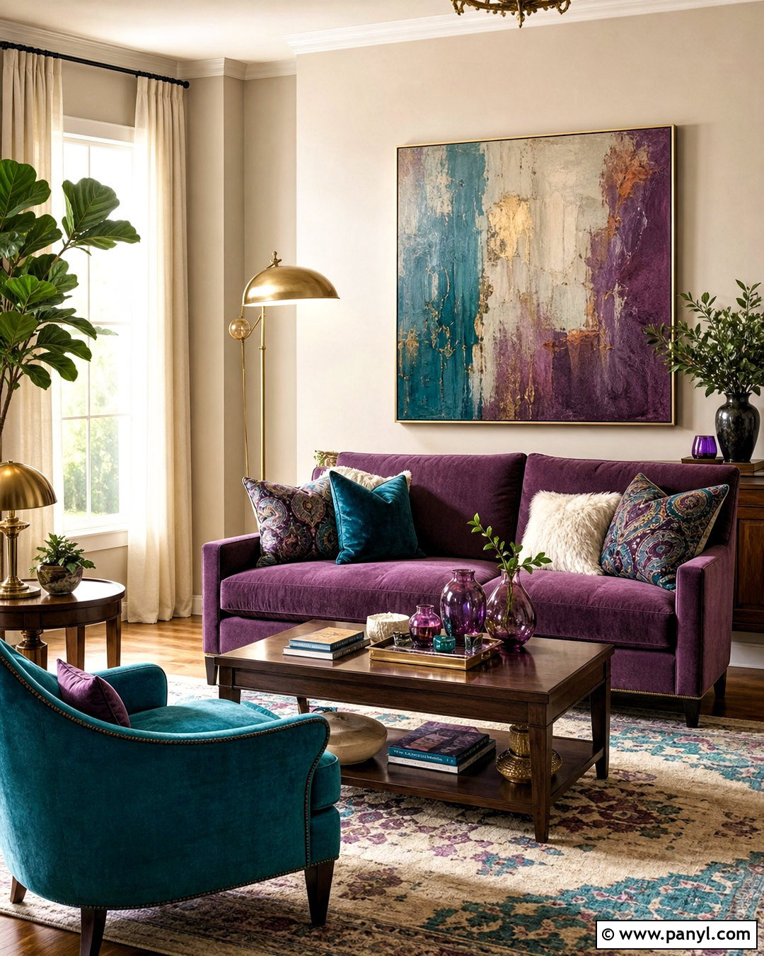 Purple Couch With Teal Accents - 20 purple couch living room decor ideas