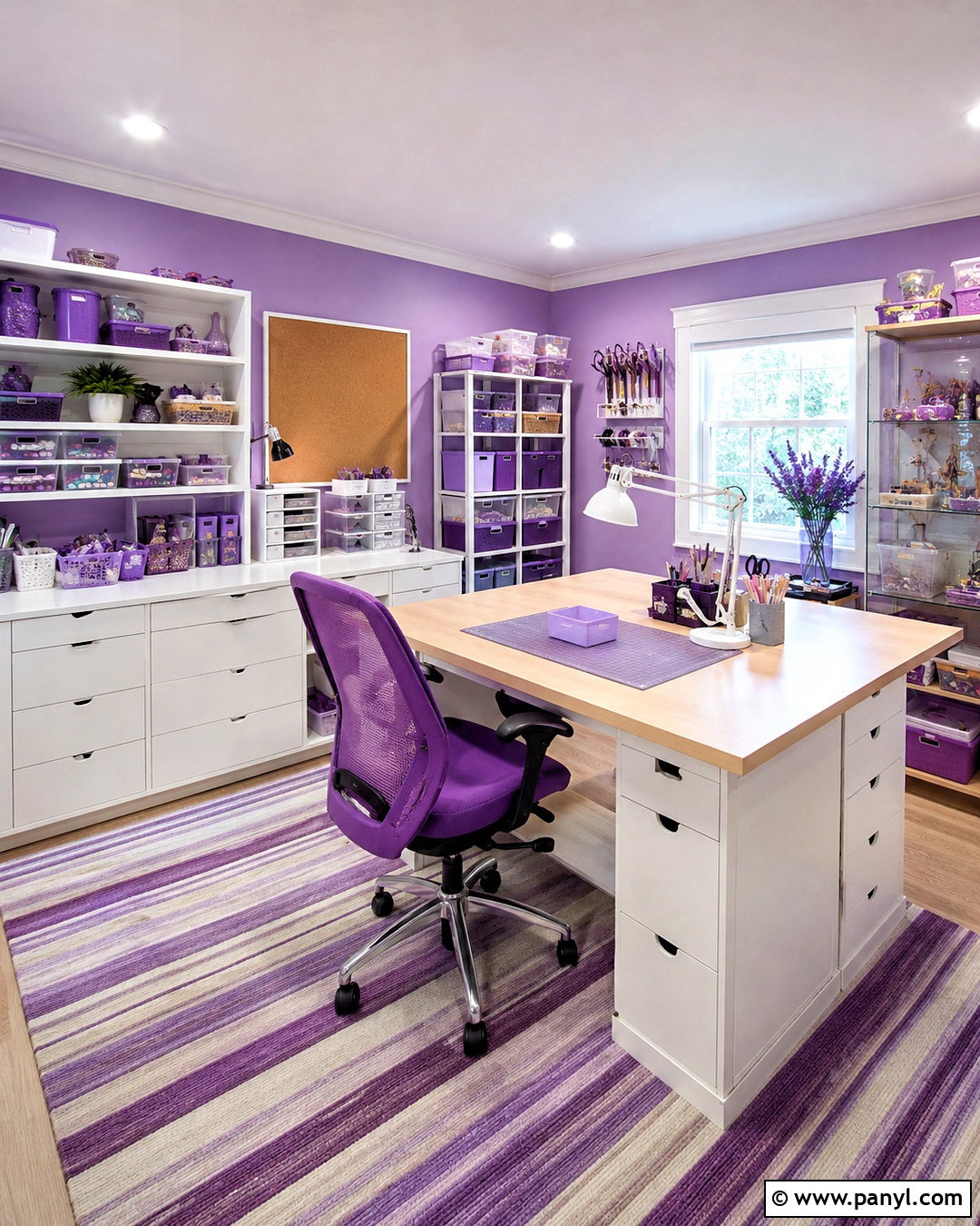Purple Craft Room With Organized Storage - 20 purple themed room ideas