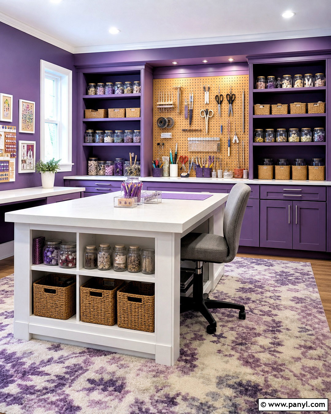 Purple Craft Room With White Trim - 20 purple wall with white trim ideas