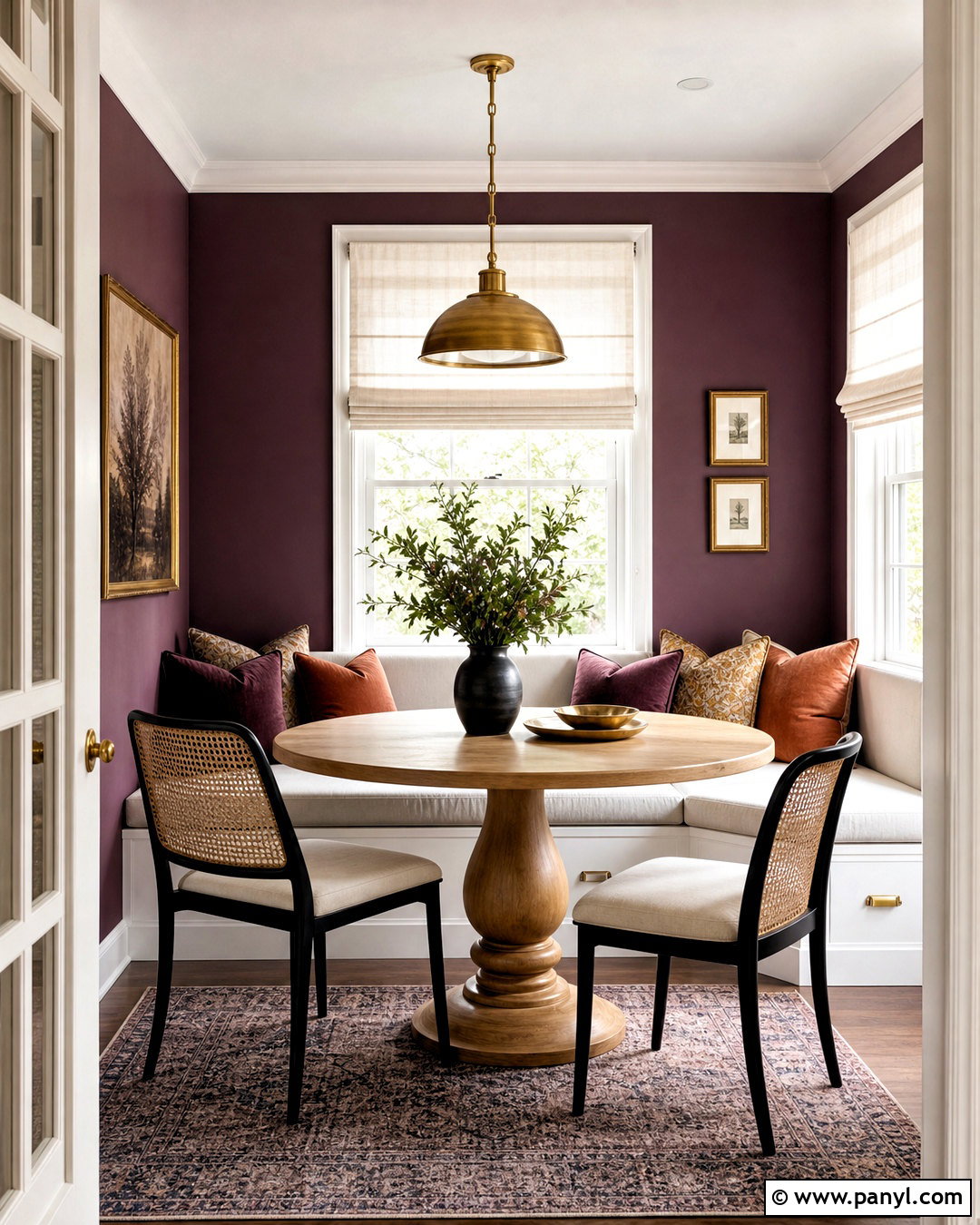 Purple Dining Nook With White Trim - 20 purple wall with white trim ideas