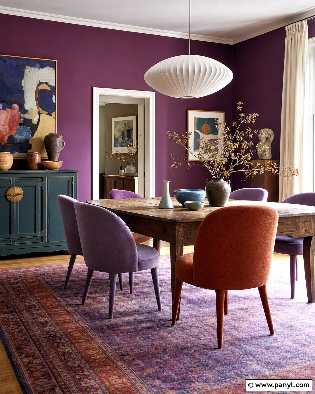 Purple Eclectic Dining Room - 20 purple dining room ideas