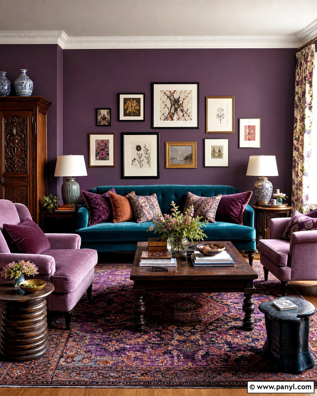 Purple Eclectic Living Room - 20 purple room inspo ideas