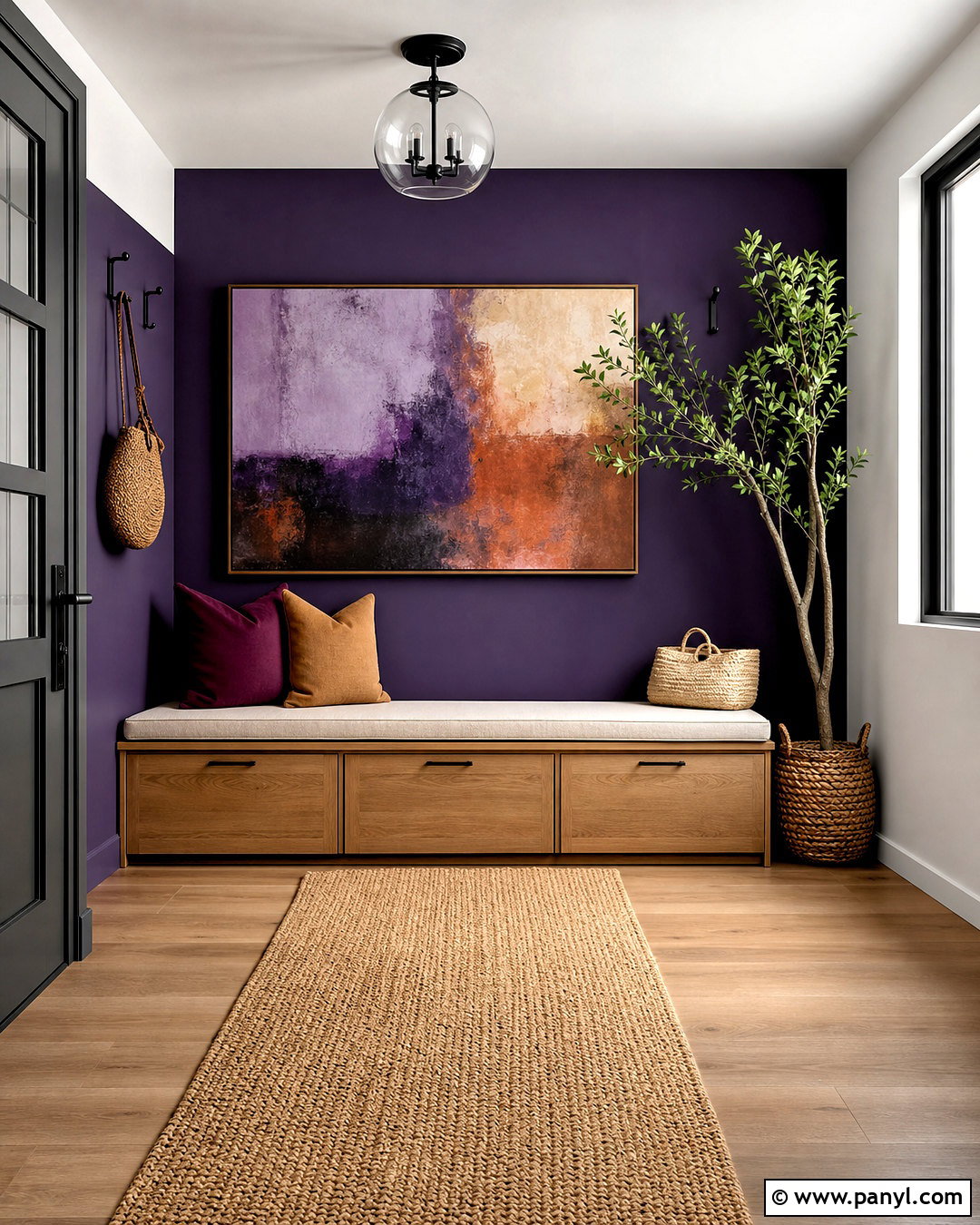 Purple Entryway Wall - 20 purple wall decor ideas