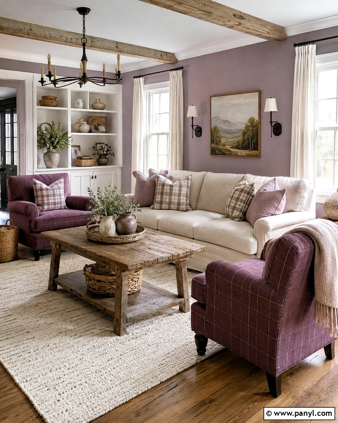 Purple Farmhouse Living Room - 20 purple interior design living room ideas