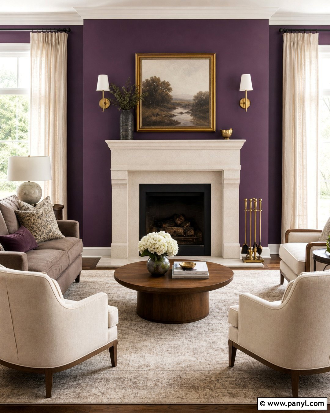 Purple Fireplace Accent Wall Living Room - 30 Purple Accent Wall Living Room Ideas