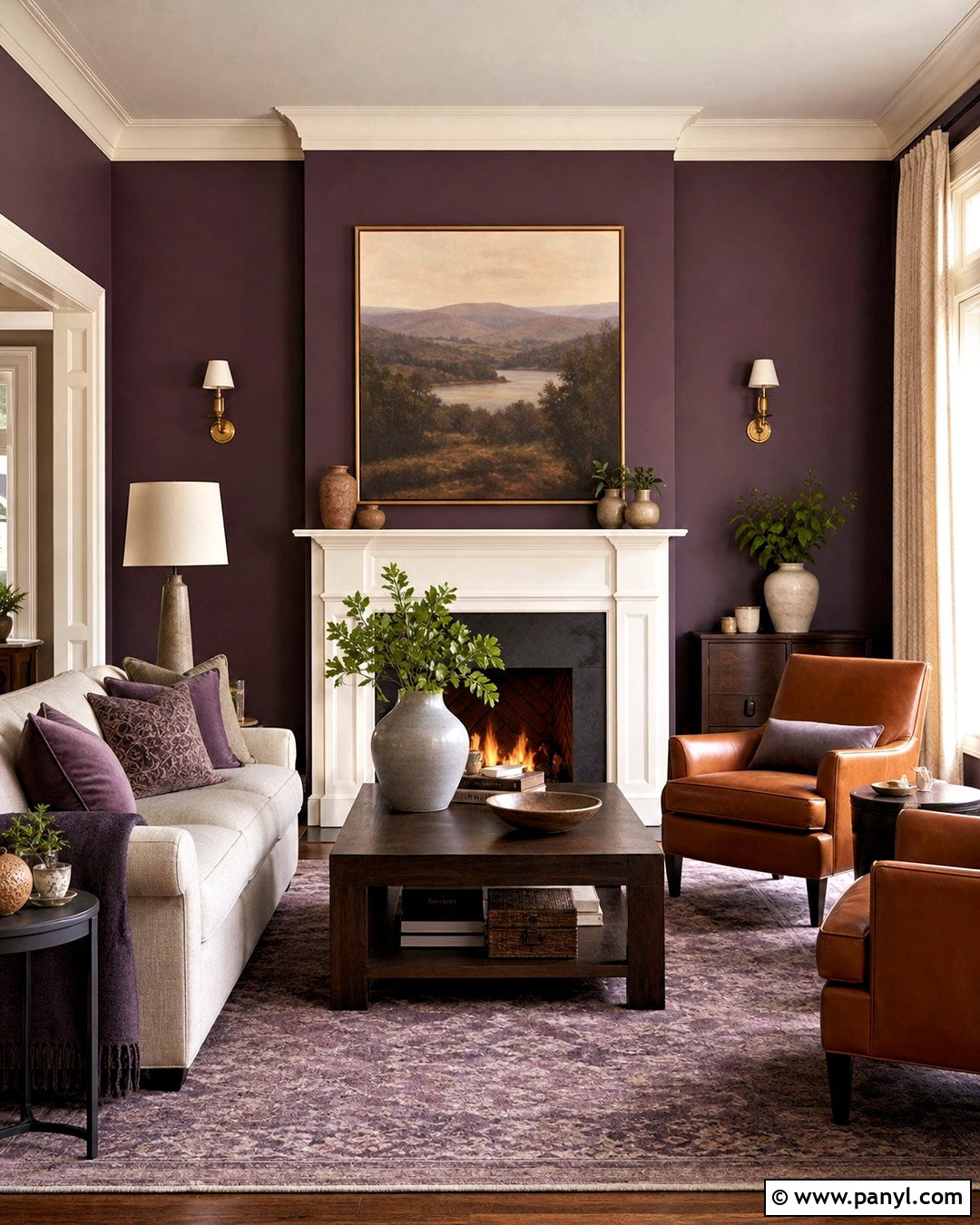 Purple Fireplace Living Room - 20 purple walls living room ideas