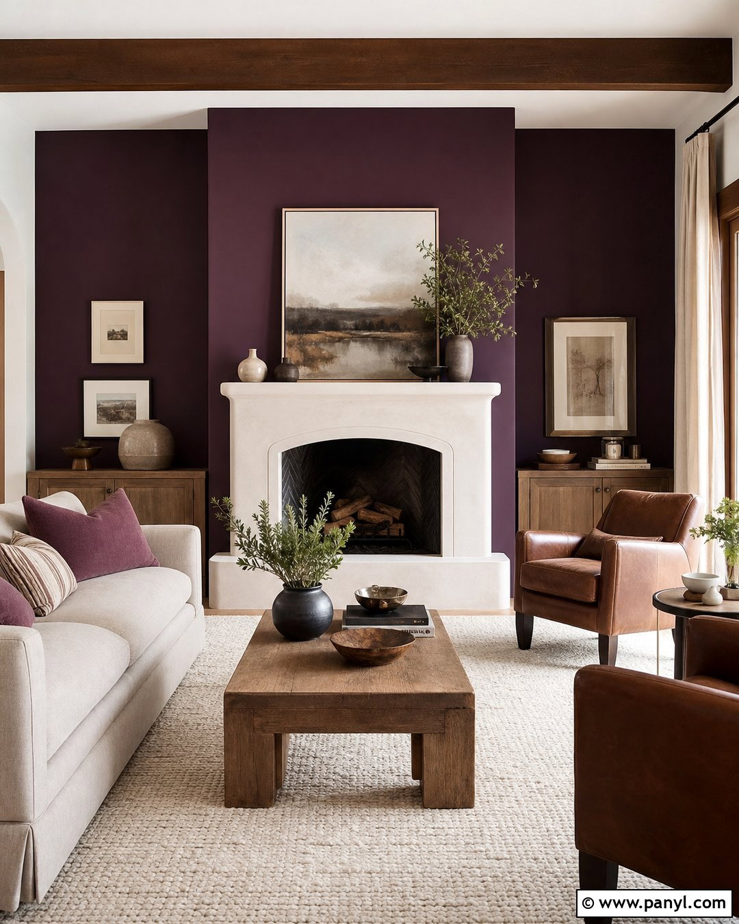Purple Fireplace Wall Living Room - 35 Purple Wall Color Ideas