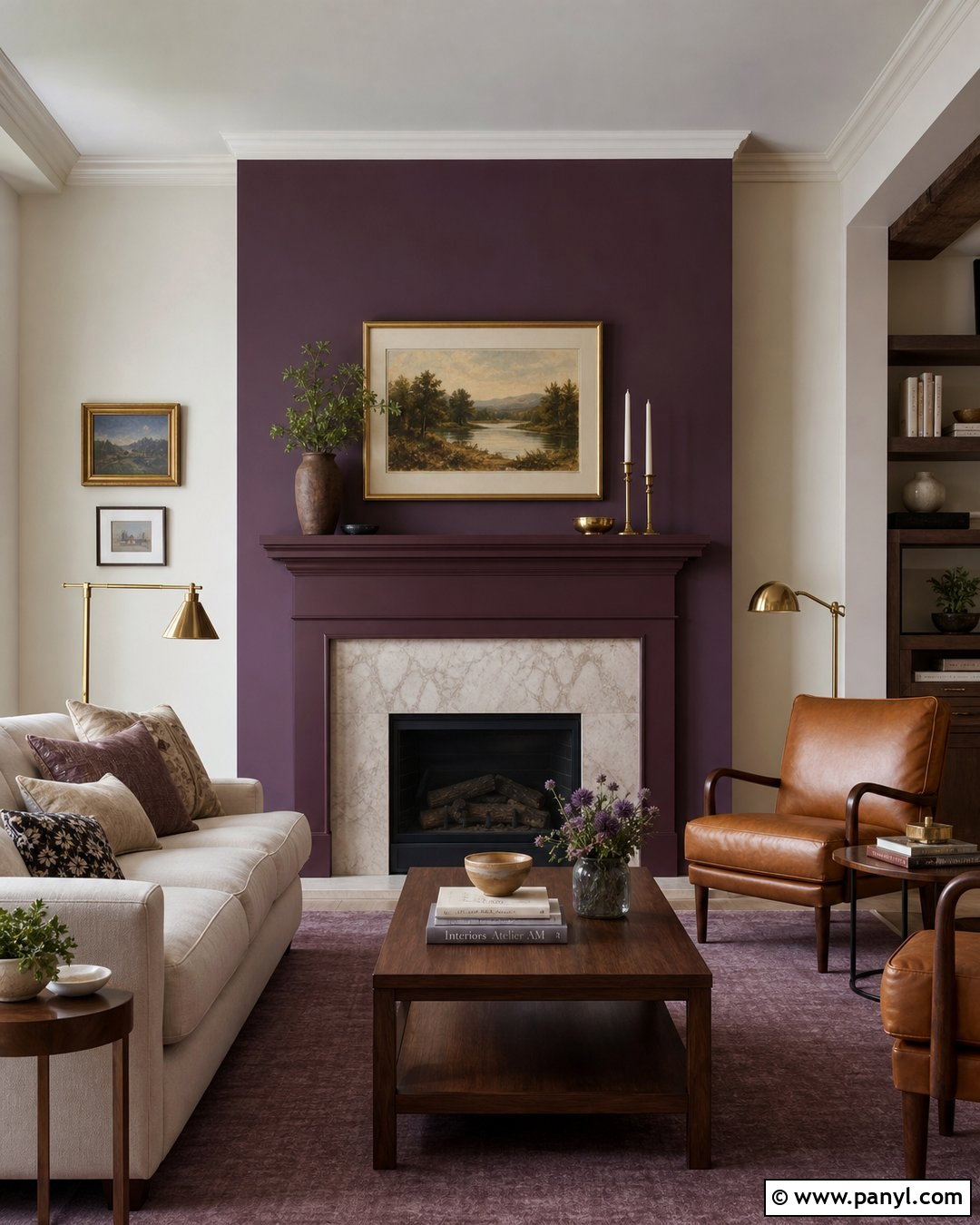 Purple Fireplace Wall - 45 Purple Wall Ideas