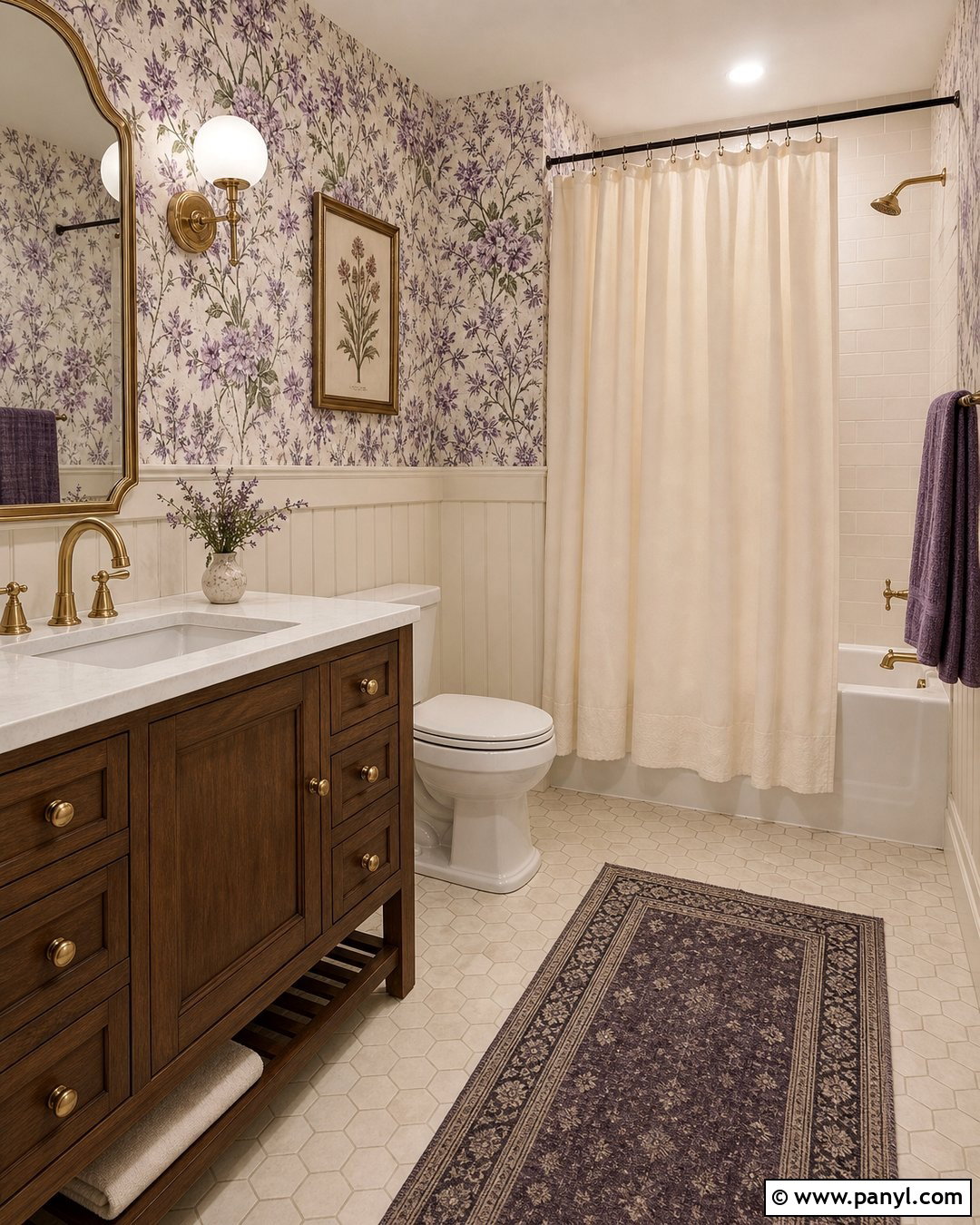 Purple Floral Bathroom Wallpaper - 25 Purple Bathroom Walls