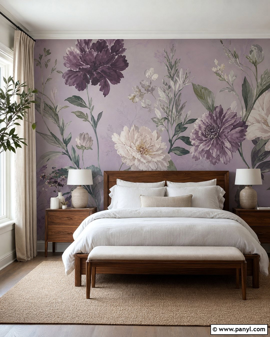 Purple Floral Bedroom Wall - 20 Elegant Purple Wall Color Ideas