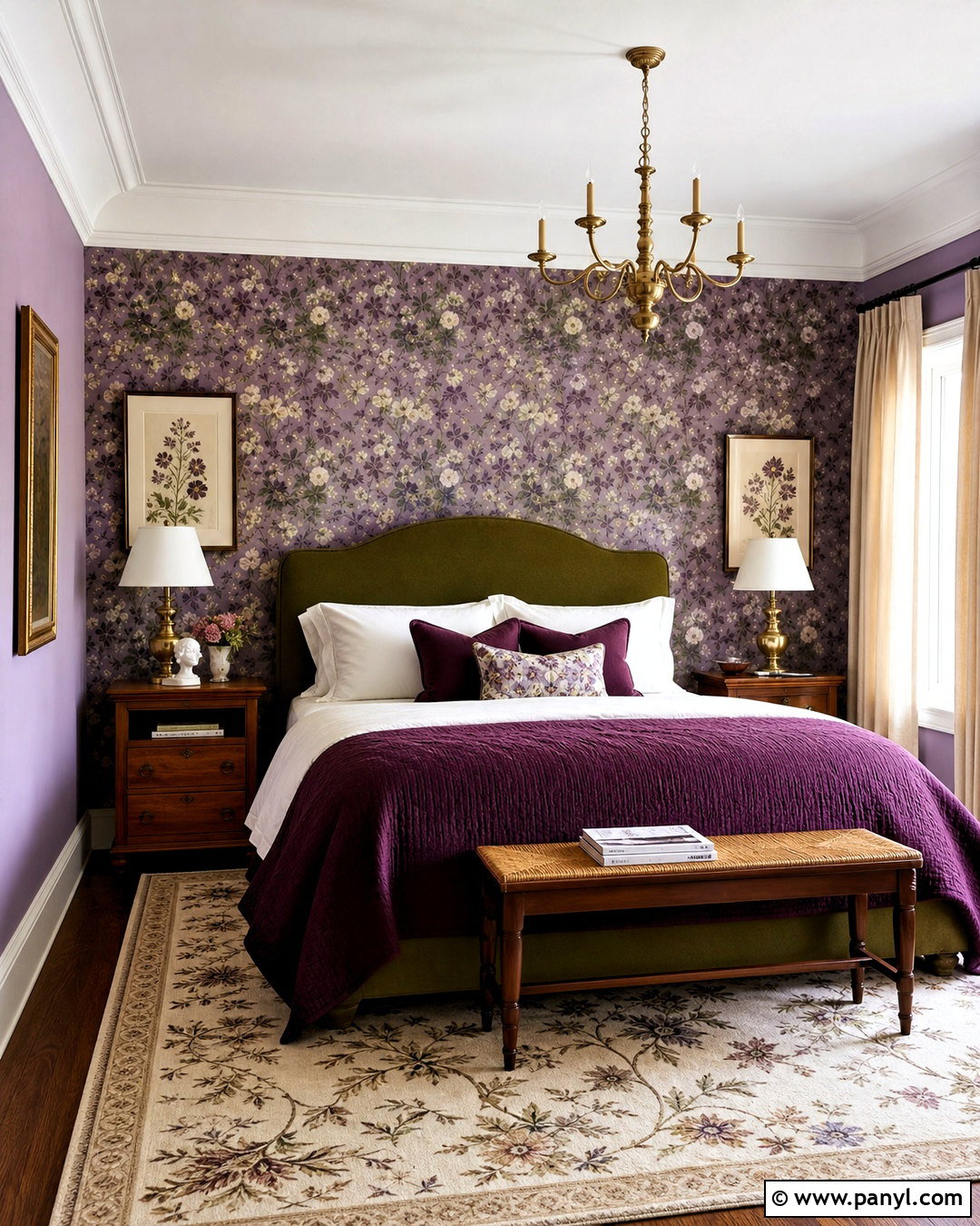 Purple Floral Bedroom - 20 purple room design ideas